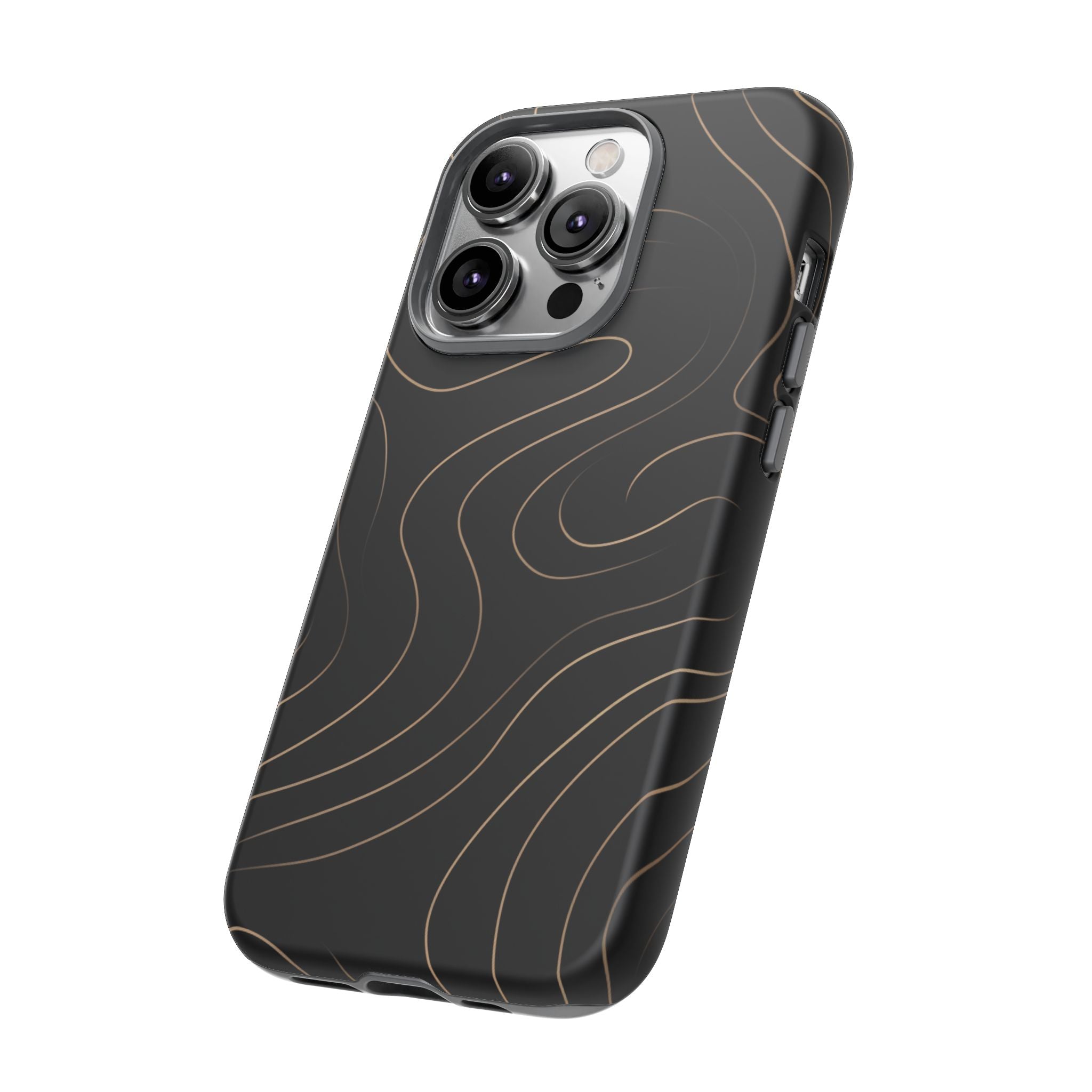Noir Topograph - Black Minimalist Line Art Phone Case