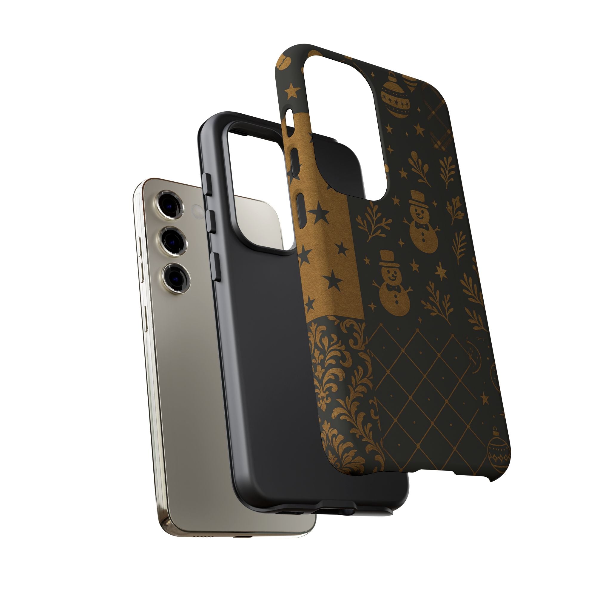 Black Festive Phone Case | Christmas Gift | Holiday Decor | Snowman Design | Tough Cases | Winter Celebration