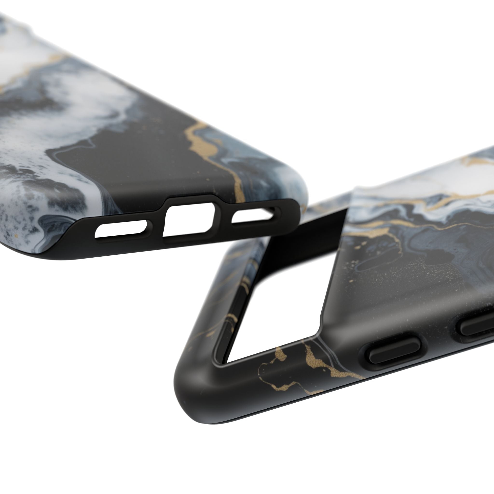 Celestial Marble Phone Case - Black & Gold Swirl Design
