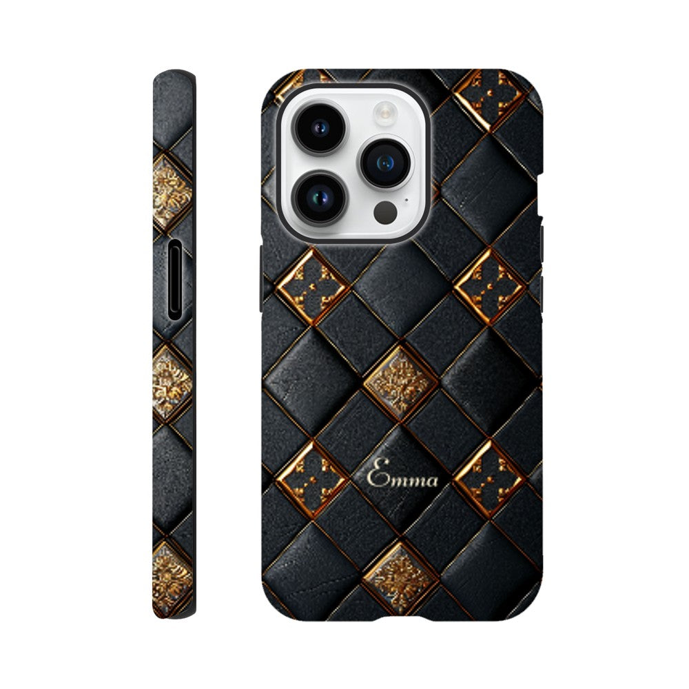 Personalized iPhone 16 and 15 Pro Max Cover,Luxury Checkers Pattern Tough Case,Custom Design,iPhone 16,15,14,13,12,11 iPhone 14 Pro