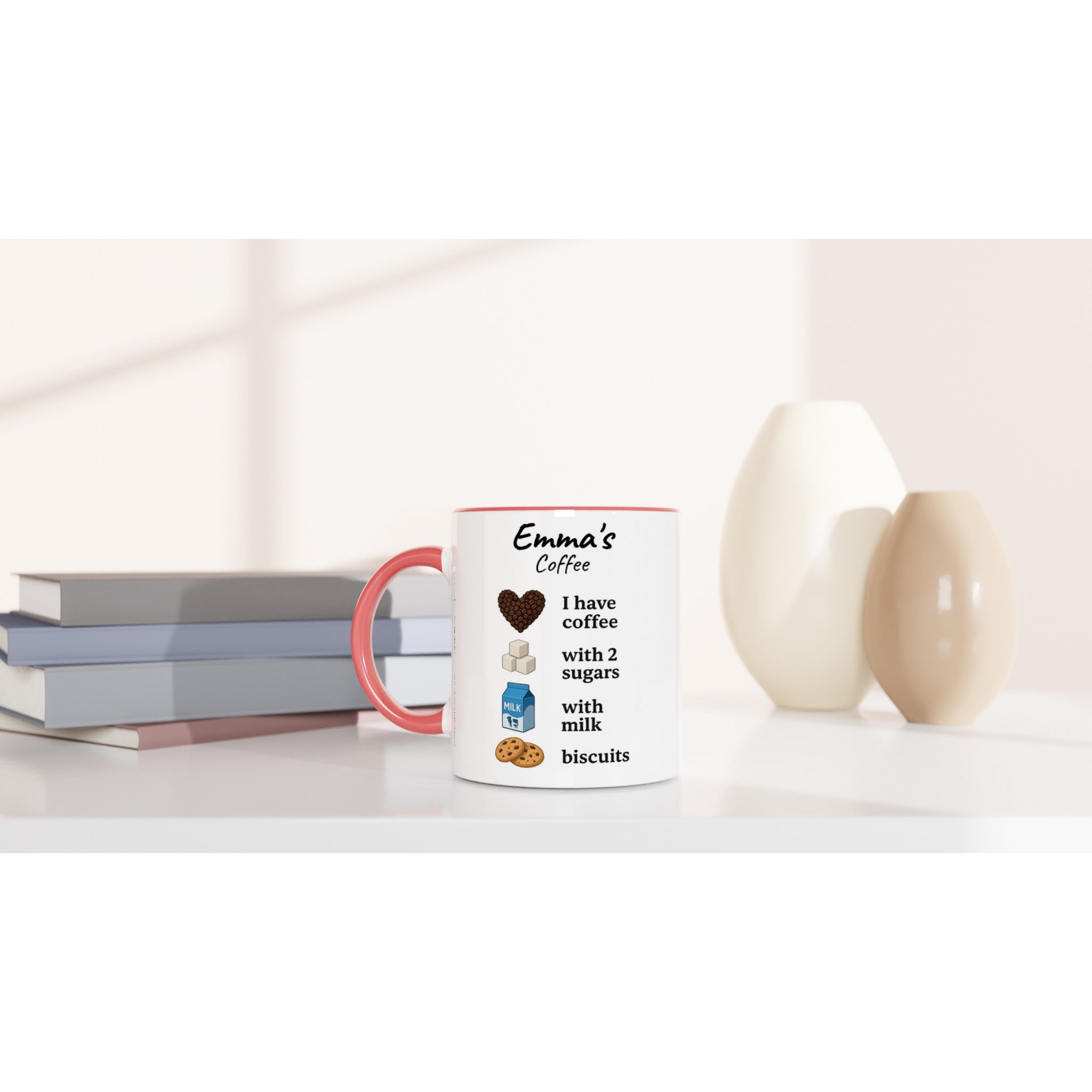 Personalized Coffee Mug - Custom Name Mug with Colorful Rim - Perfect Gift for Coffee Lovers
