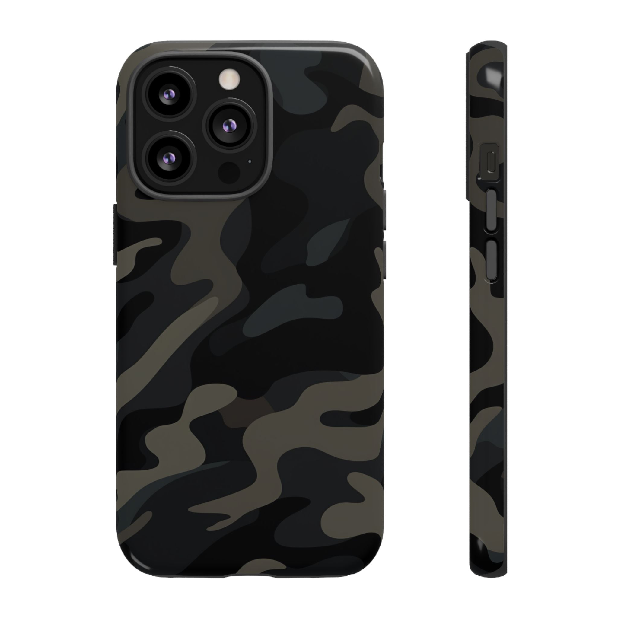 Black Camouflage Phone Case for iPhone, Samsung and Google Pixel iPhone 13 Pro Glossy