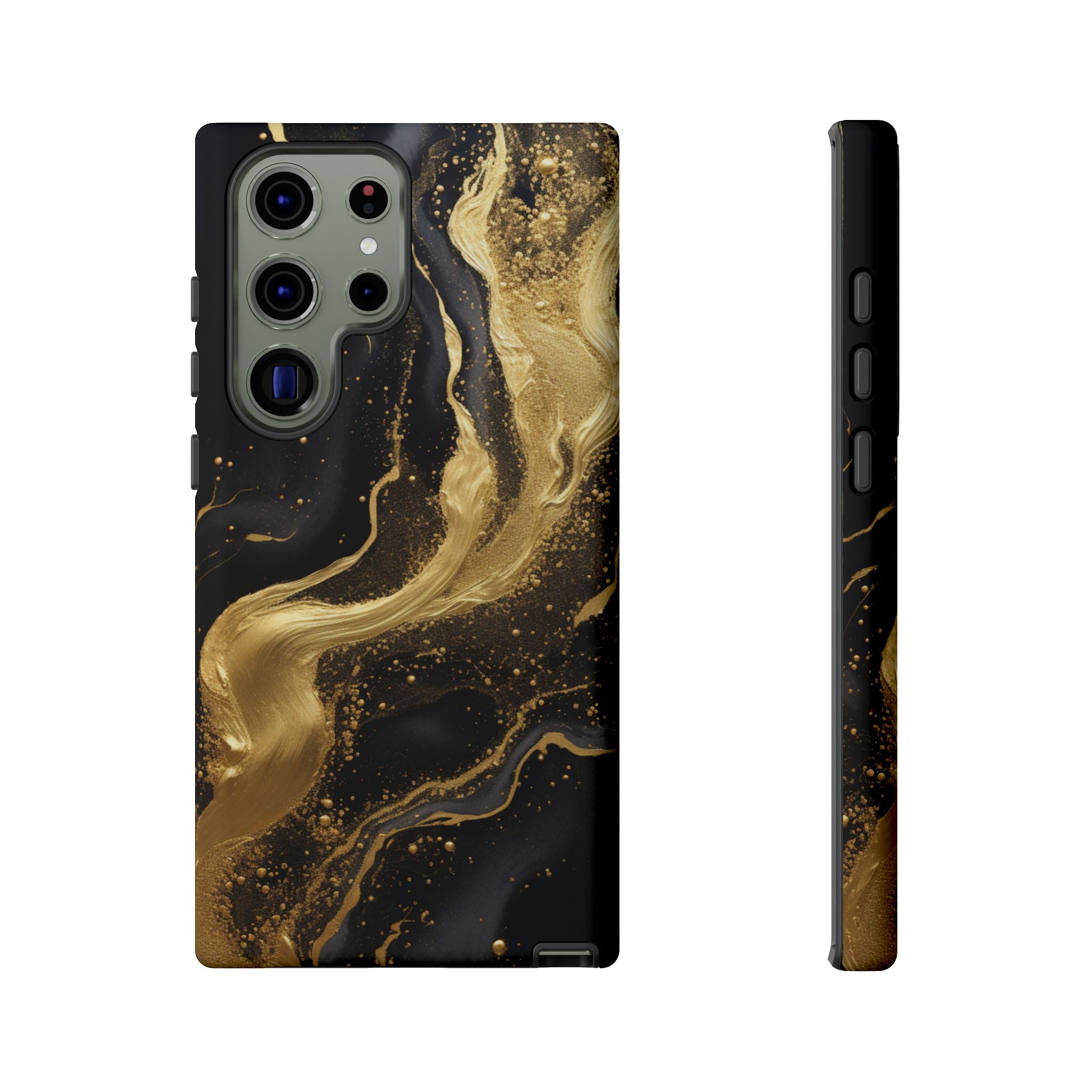 Golden Flow - Black & Gold Marble Luxe Phone Case Samsung Galaxy S23 Ultra Matte