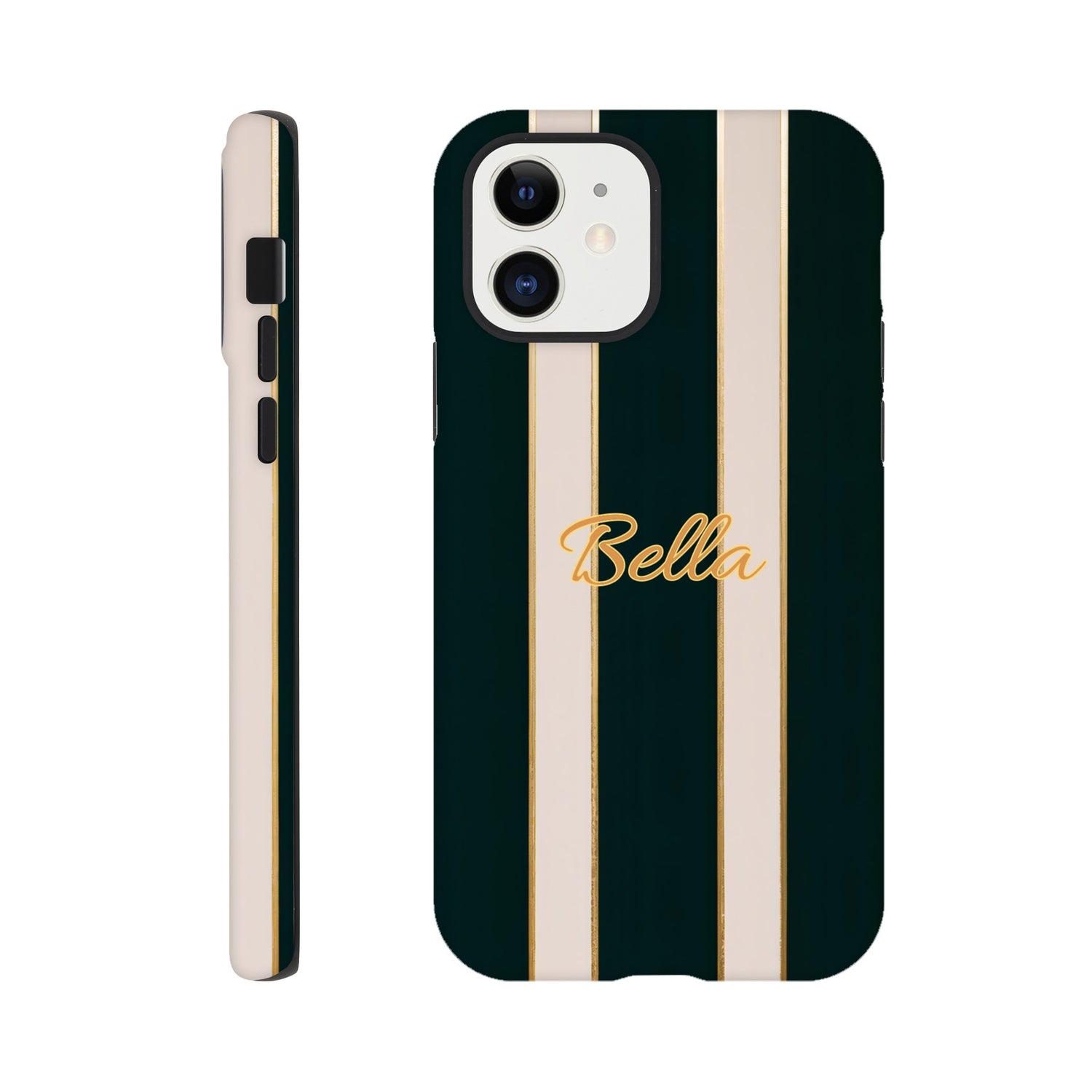 Elegant Striped Phone Case - Black & Cream Design with Gold Accents for iPhone & Samsung | Luxury Protection iPhone 12