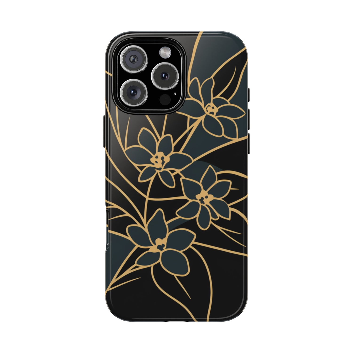 Golden Bloom - Elegant Floral Line Art Phone Case iPhone 16 Pro Max Glossy