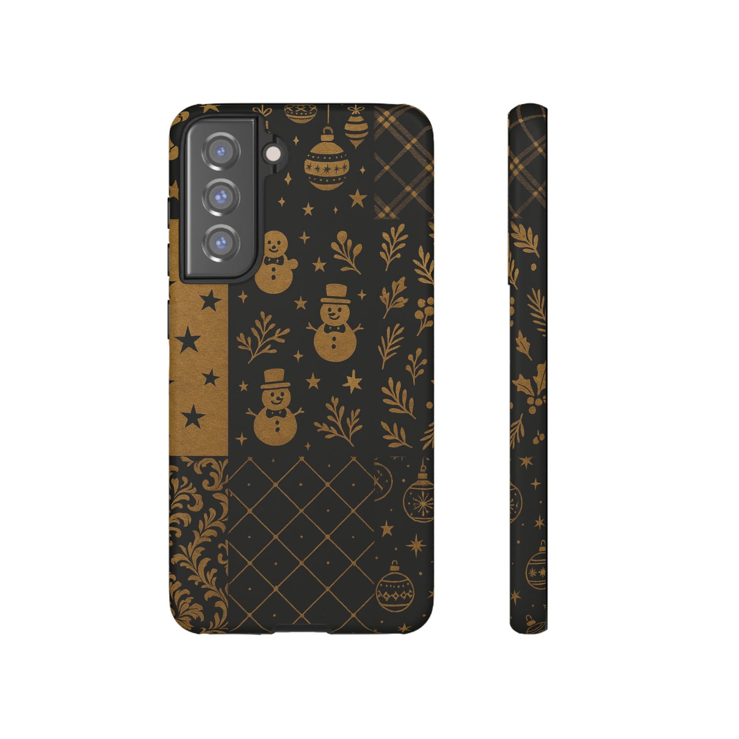 Black Festive Phone Case | Christmas Gift | Holiday Decor | Snowman Design | Tough Cases | Winter Celebration Samsung Galaxy S21 FE Matte