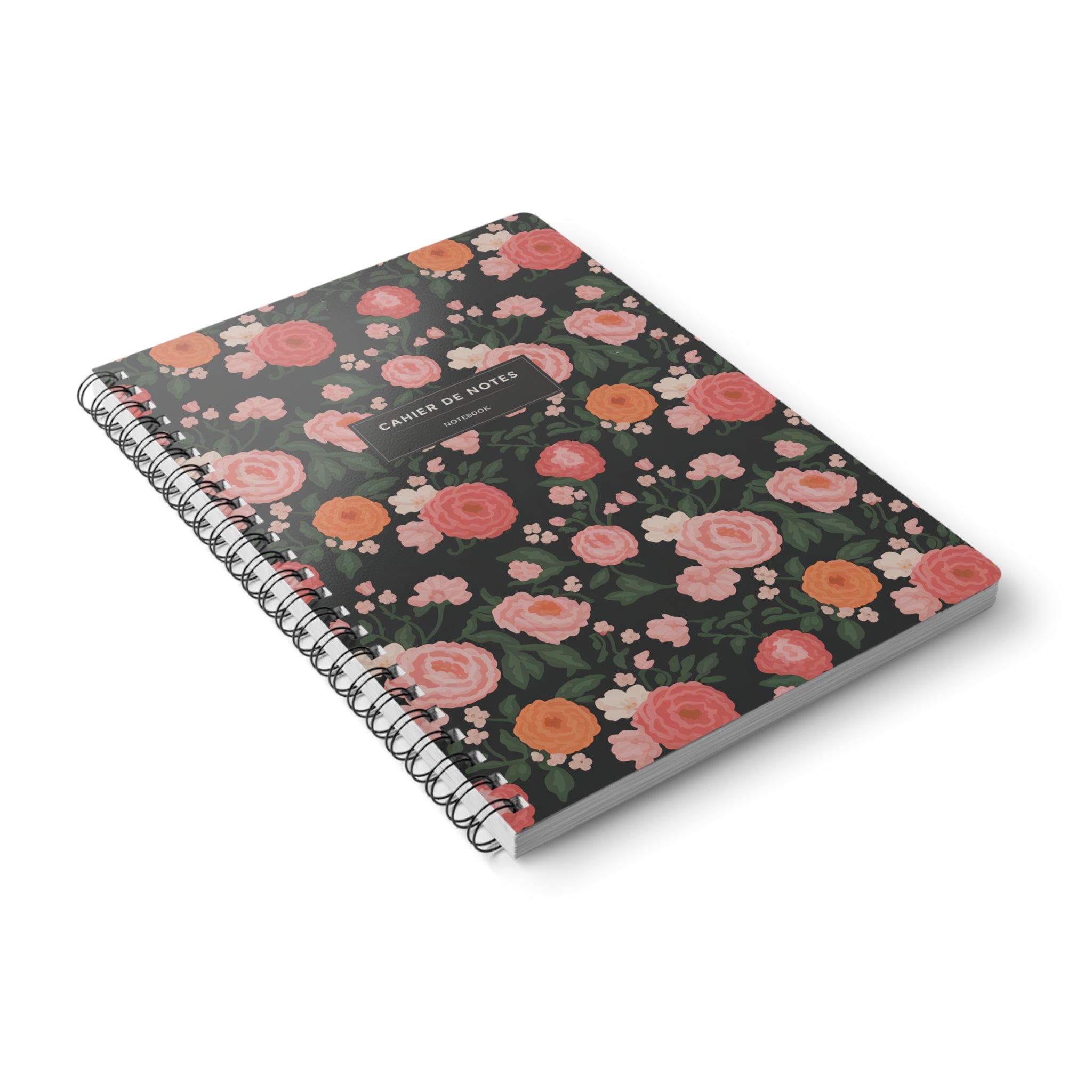 Elegant Floral Notebook | Cahier de Notes | A5 Spiral Bound Journal for Writing & Planning, for Students, Gifts, Bullet Journaling