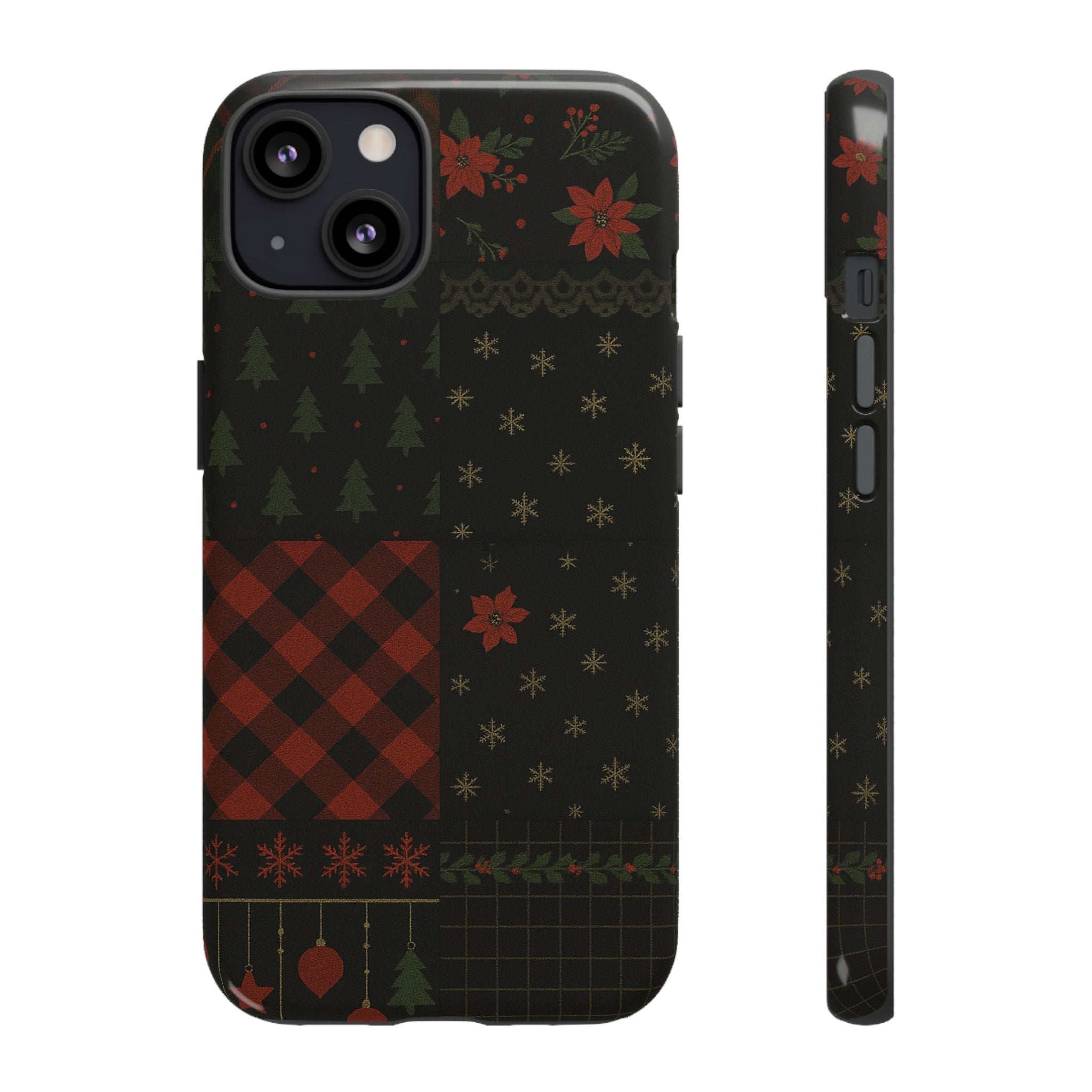 Black Festive Phone Case - Christmas Phone Cover - Tough Design iPhone 13 Glossy