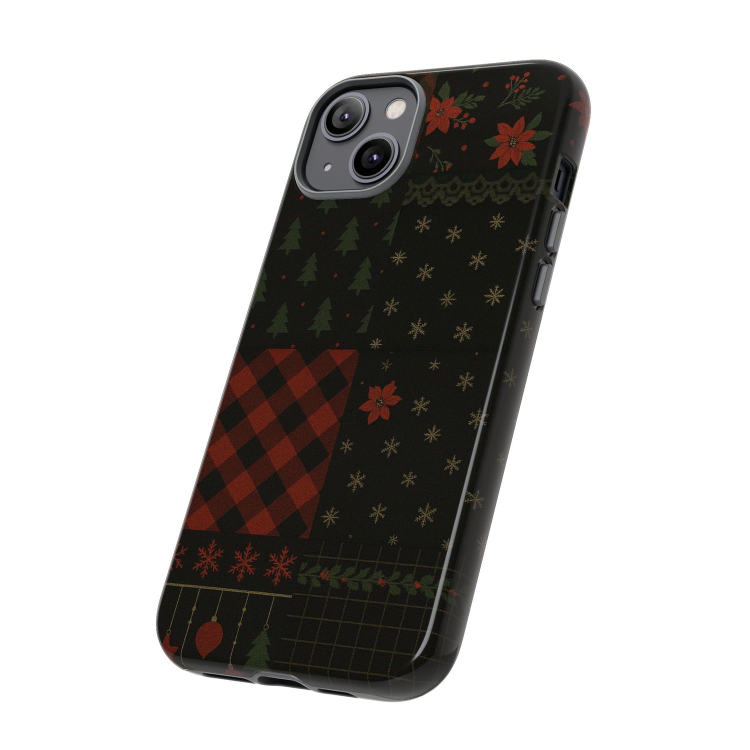 Black Festive Phone Case - Christmas Phone Cover - Tough Design