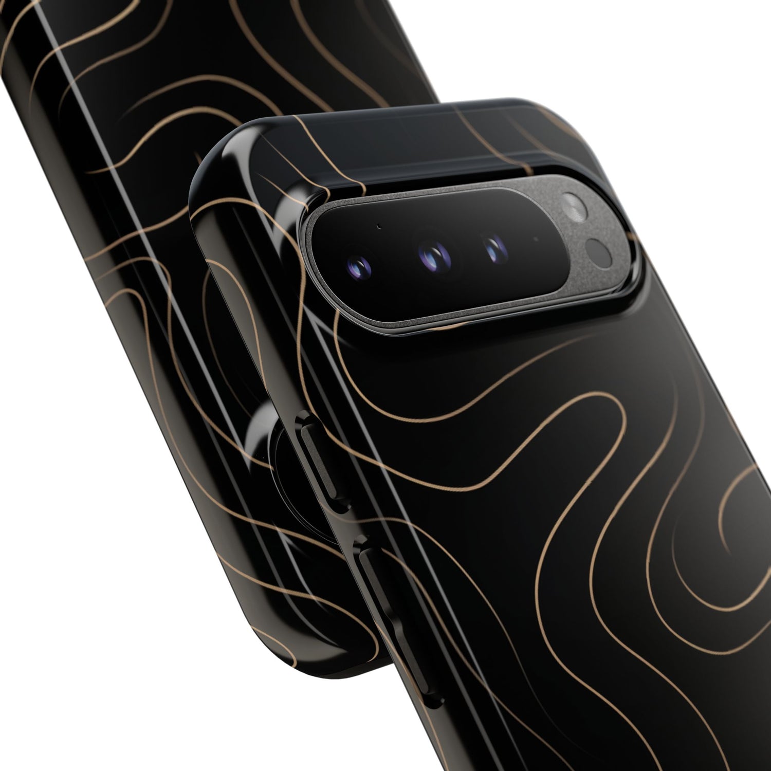 Noir Topograph - Black Minimalist Line Art Phone Case