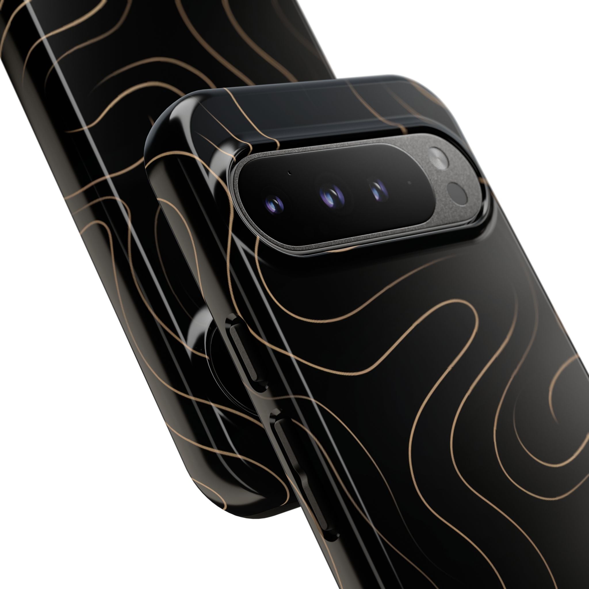 Noir Topograph - Black Minimalist Line Art Phone Case