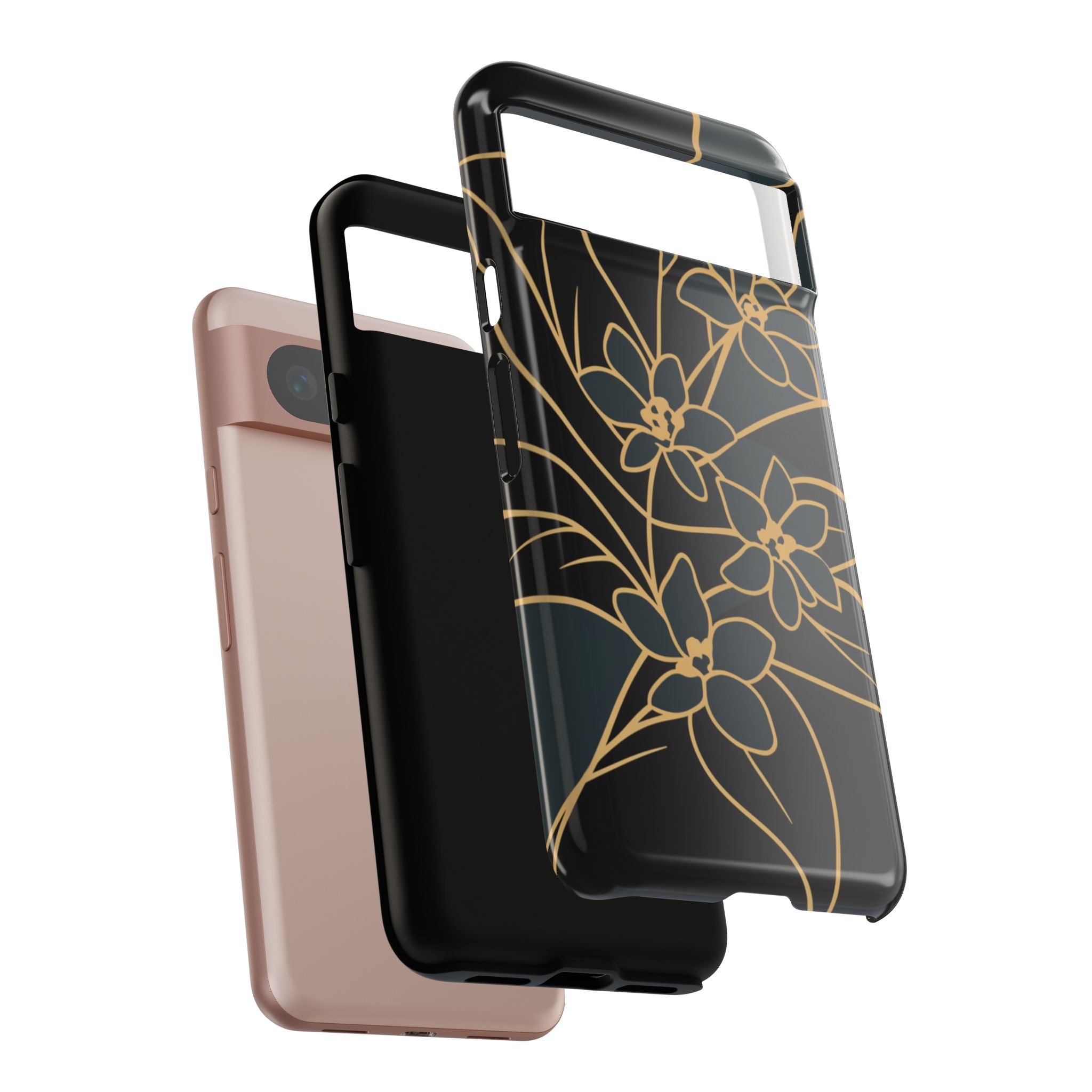 Golden Bloom - Elegant Floral Line Art Phone Case