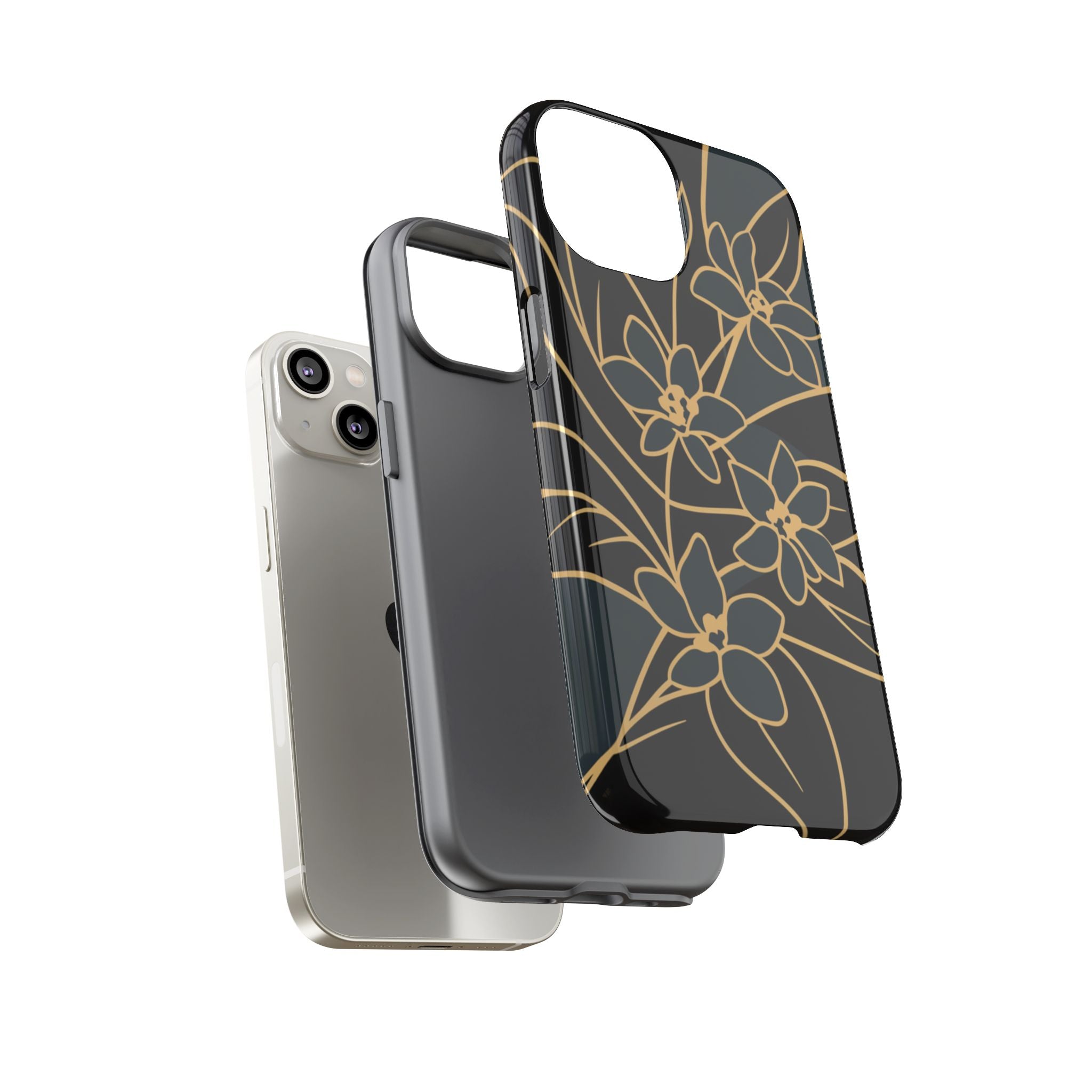 Golden Bloom - Elegant Floral Line Art Phone Case