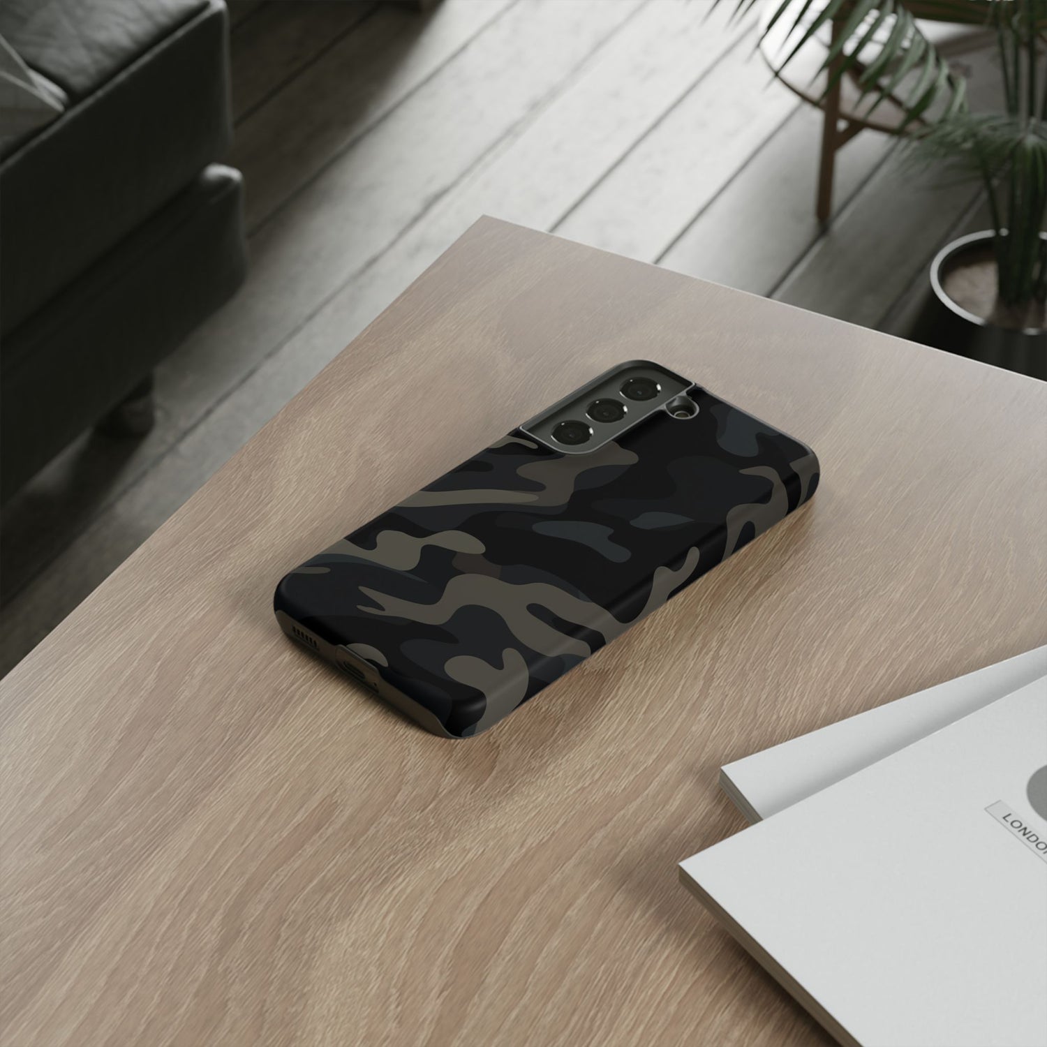 Black Camouflage Phone Case for iPhone, Samsung and Google Pixel