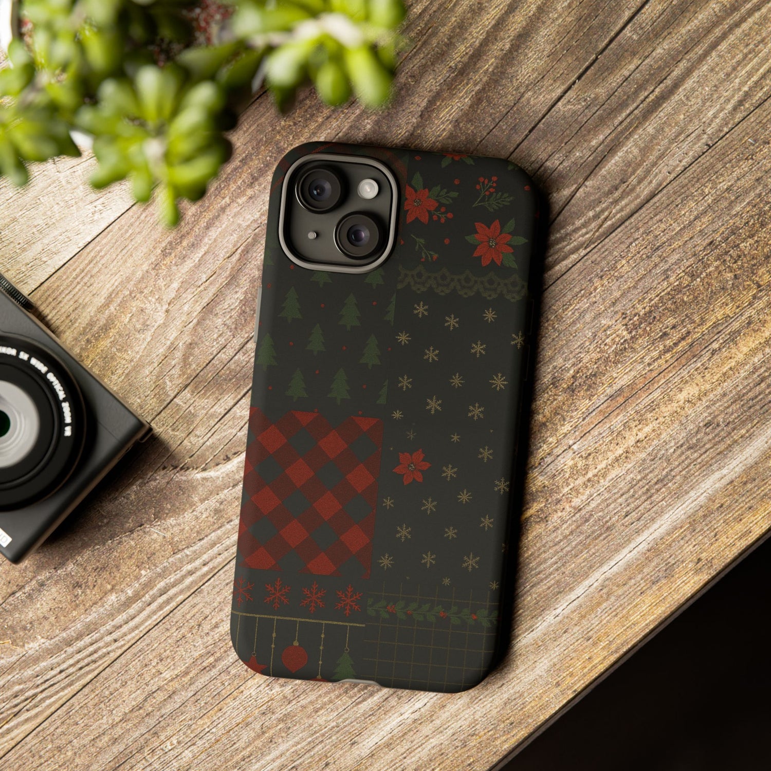 Black Festive Phone Case - Christmas Phone Cover - Tough Design