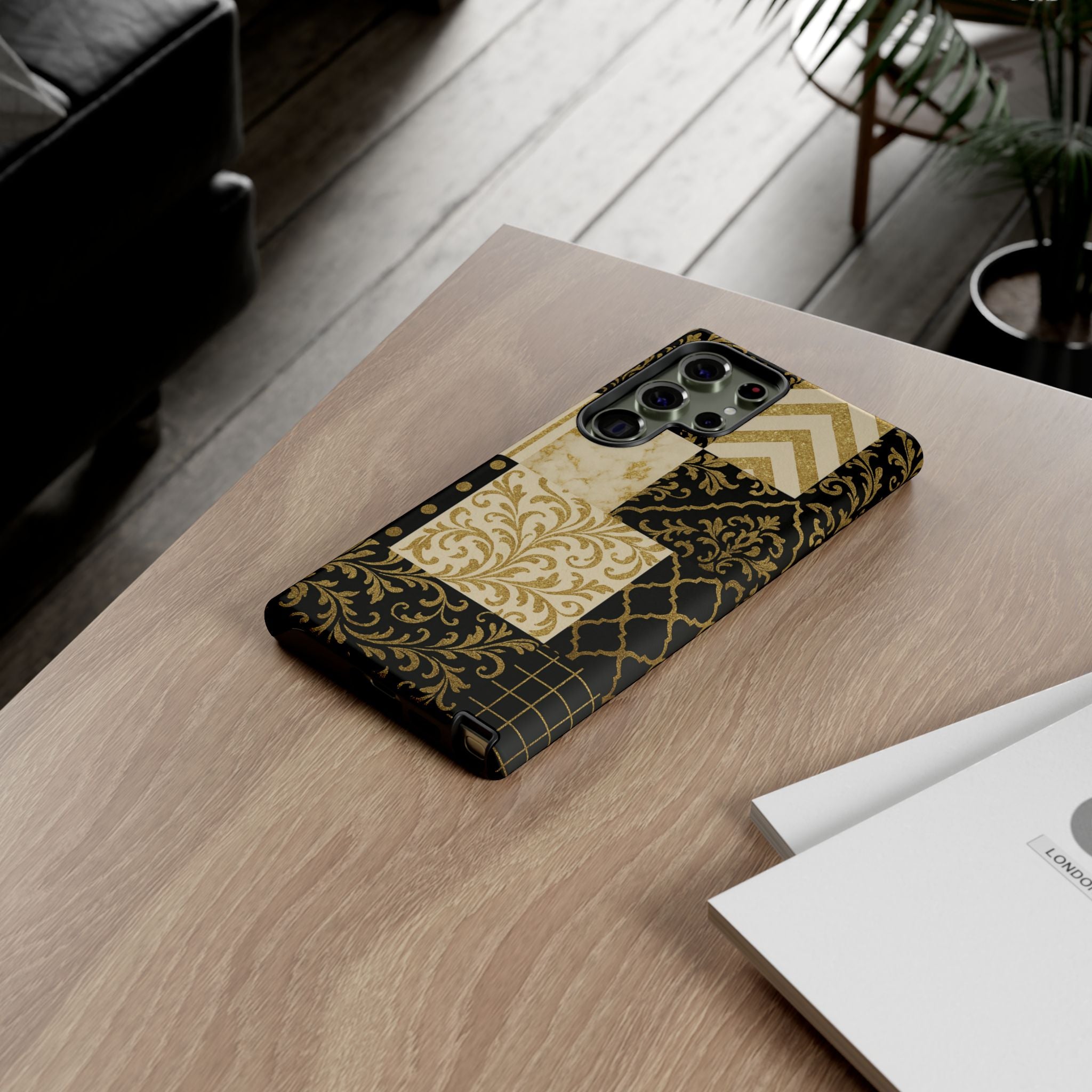 Phone Case, Luxury Black and Gold Festive Design for Christmas Gift, Holiday Decor, Tough Cases, Winter Celebration, Elegant iPhone Cover