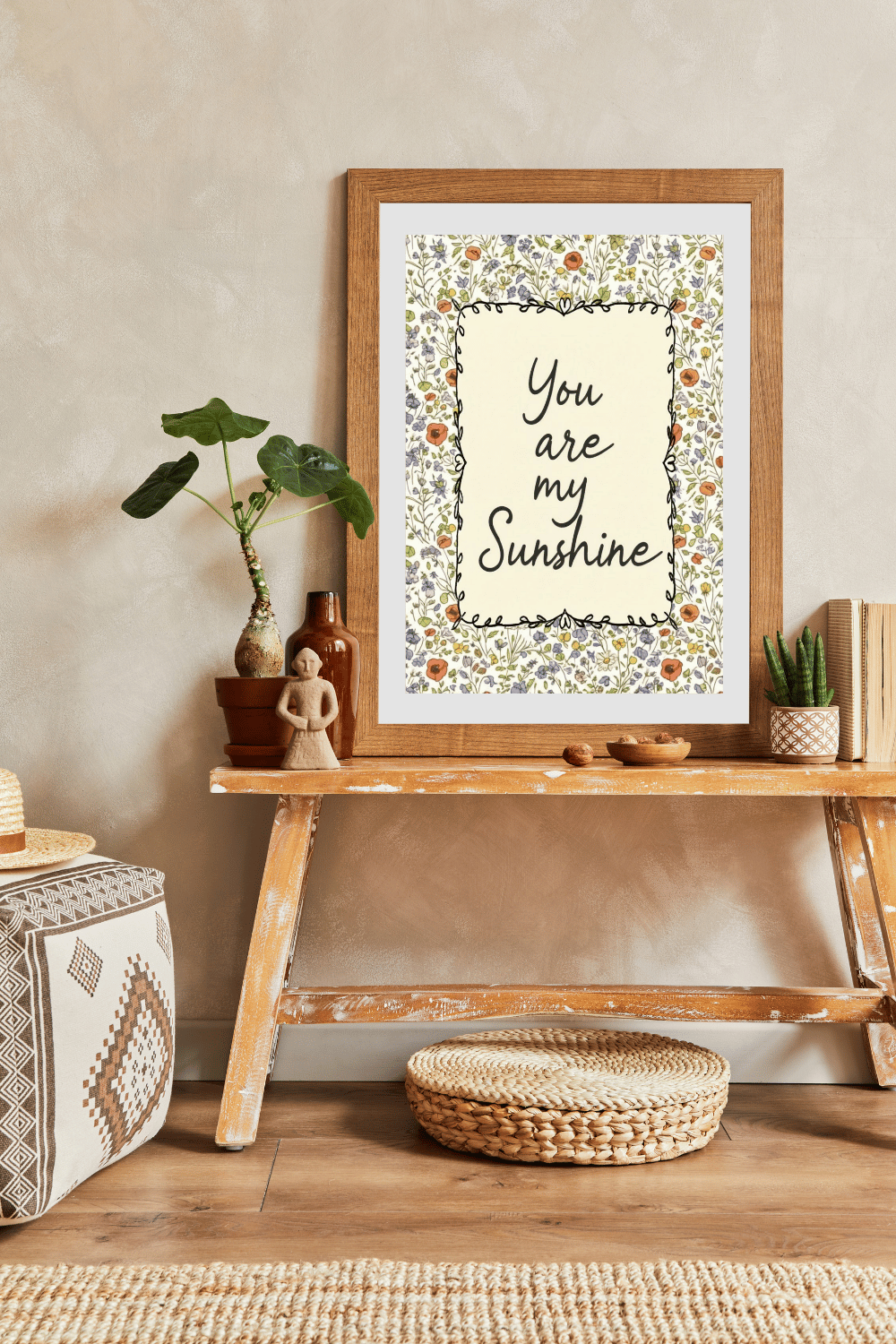 You Are My Sunshine: Wildflower Typography Nursery Print