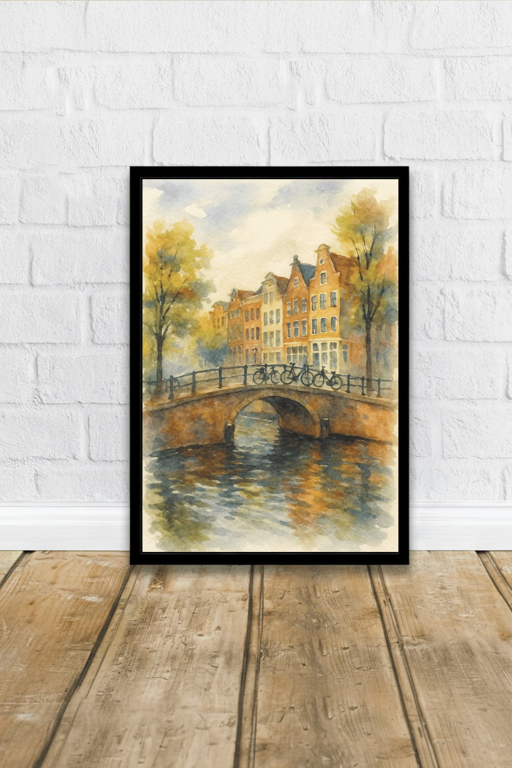 Amsterdam Canal Watercolor Print - Netherlands Travel Poster