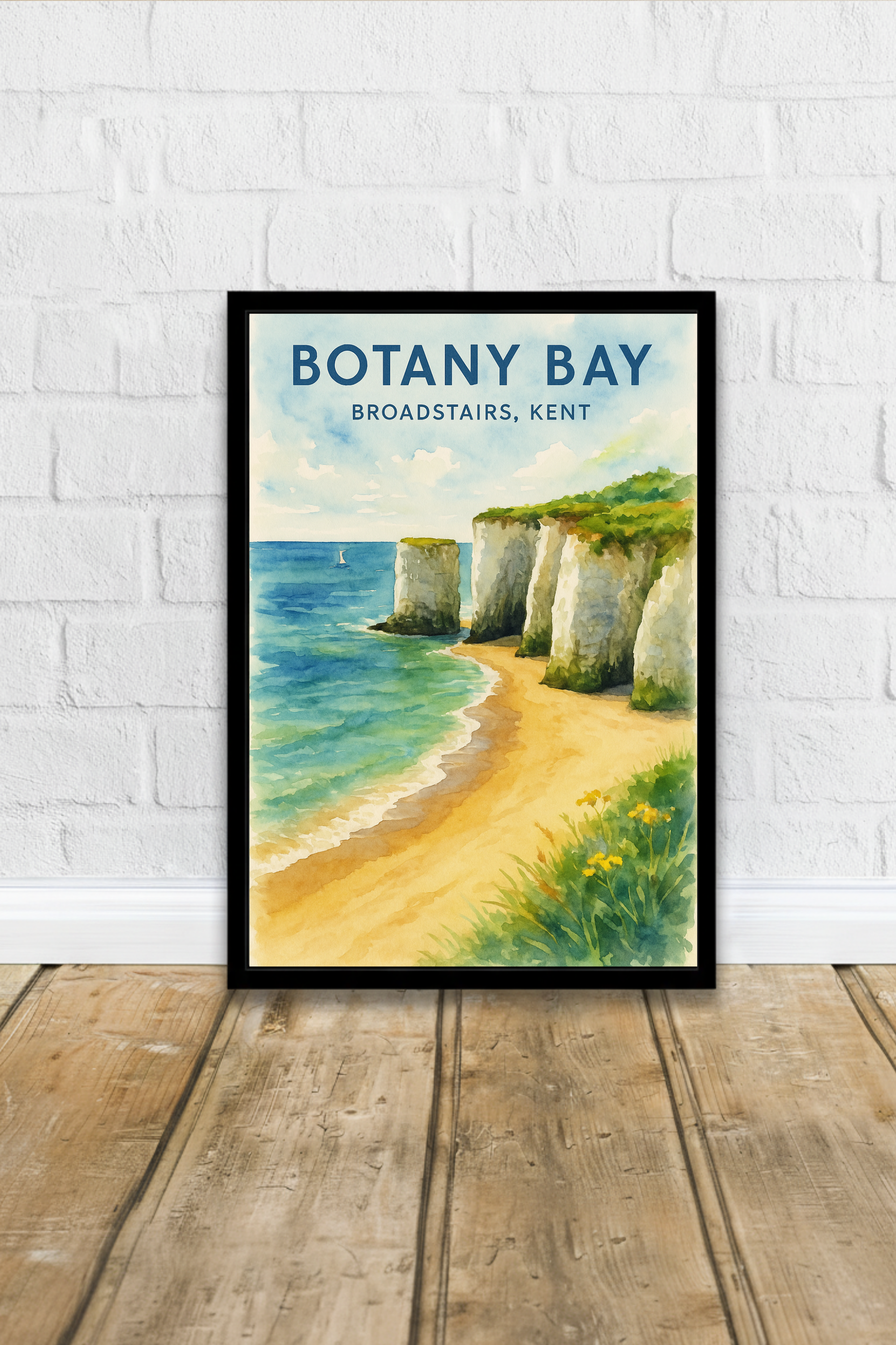 Botany Bay - Broadstairs Poster - Watercolor - Bedroom Art, Office Art, Wall Art, Living Room Poster, Kitchen Art Decor, Travel Print