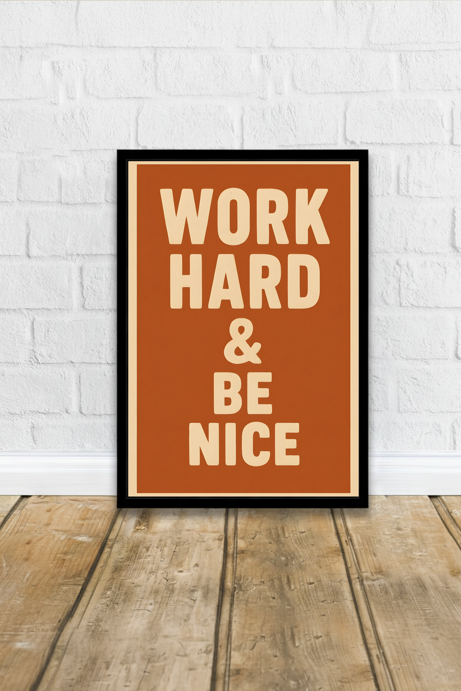 Work Hard Be Nice Poster - Watercolour Motivational Print | Office & Study Wall Art