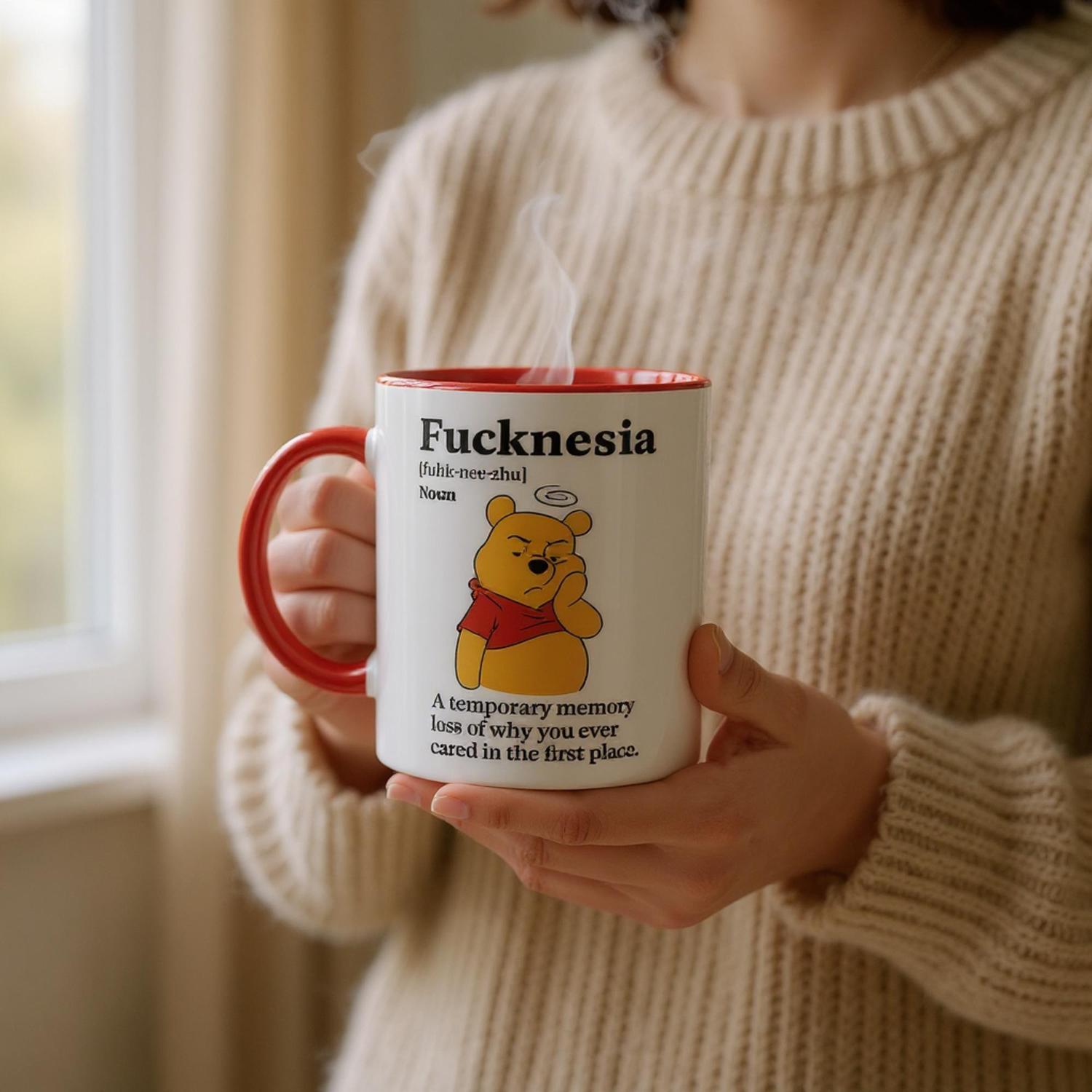 Funny "F*cknesia" Definition Mug – 11oz Sarcastic Coffee Cup – Temporary Memory Loss Joke – Office Humor Gift for Coworkers or Friends