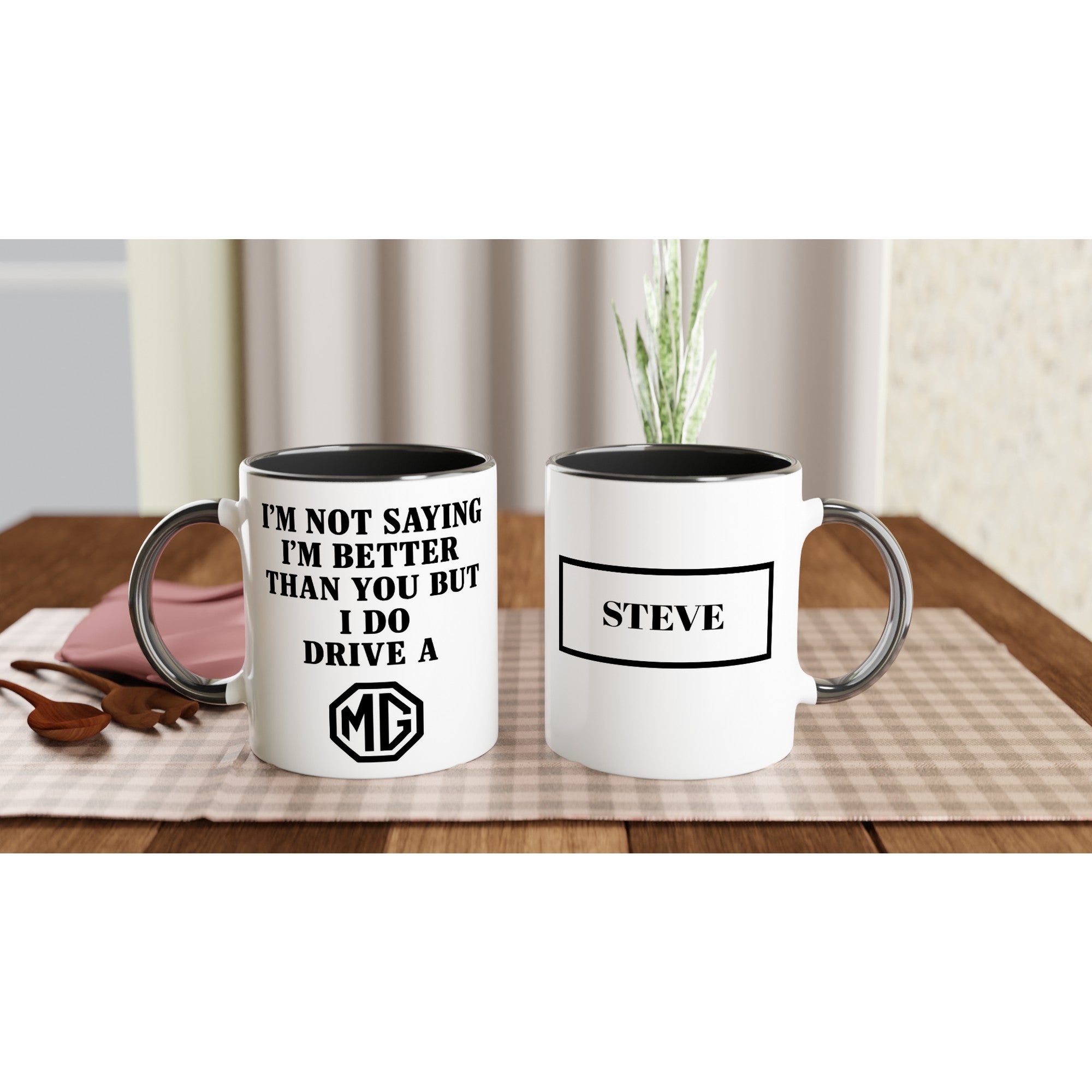 Personalized MG Mug - Custom Car Lover Gift - 11oz Ceramic Mug in Multiple Colors Ceramic Black