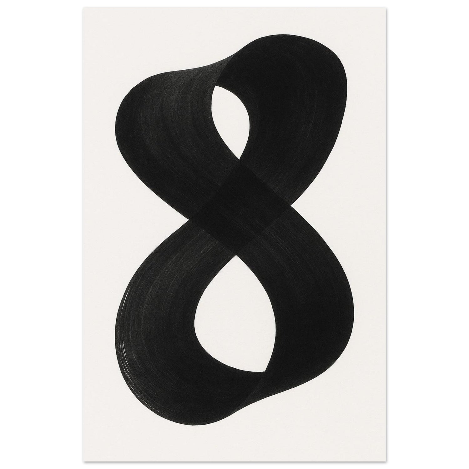 Infinity Abstract Brushstroke Art Print - Modern Minimalist Poster in Pink, Blue, Ochre, Black 30x45 cm 12x18″ Black