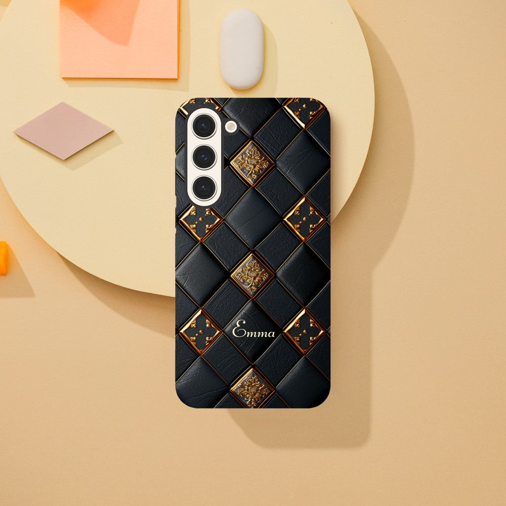Luxury Checkers Pattern Phone Case for Samsung Galaxy S23, S22 Ultra, S21, S20, Custom Design