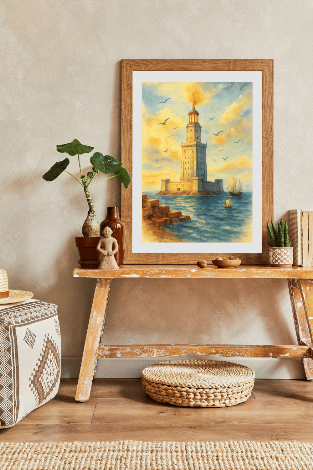 Lighthouse of Alexandria Watercolor Print: Pharos Wall Art