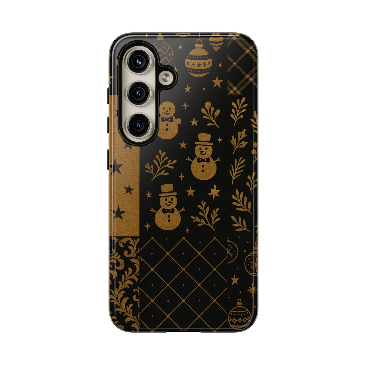Black Festive Phone Case | Christmas Gift | Holiday Decor | Snowman Design | Tough Cases | Winter Celebration Samsung Galaxy S24 Glossy