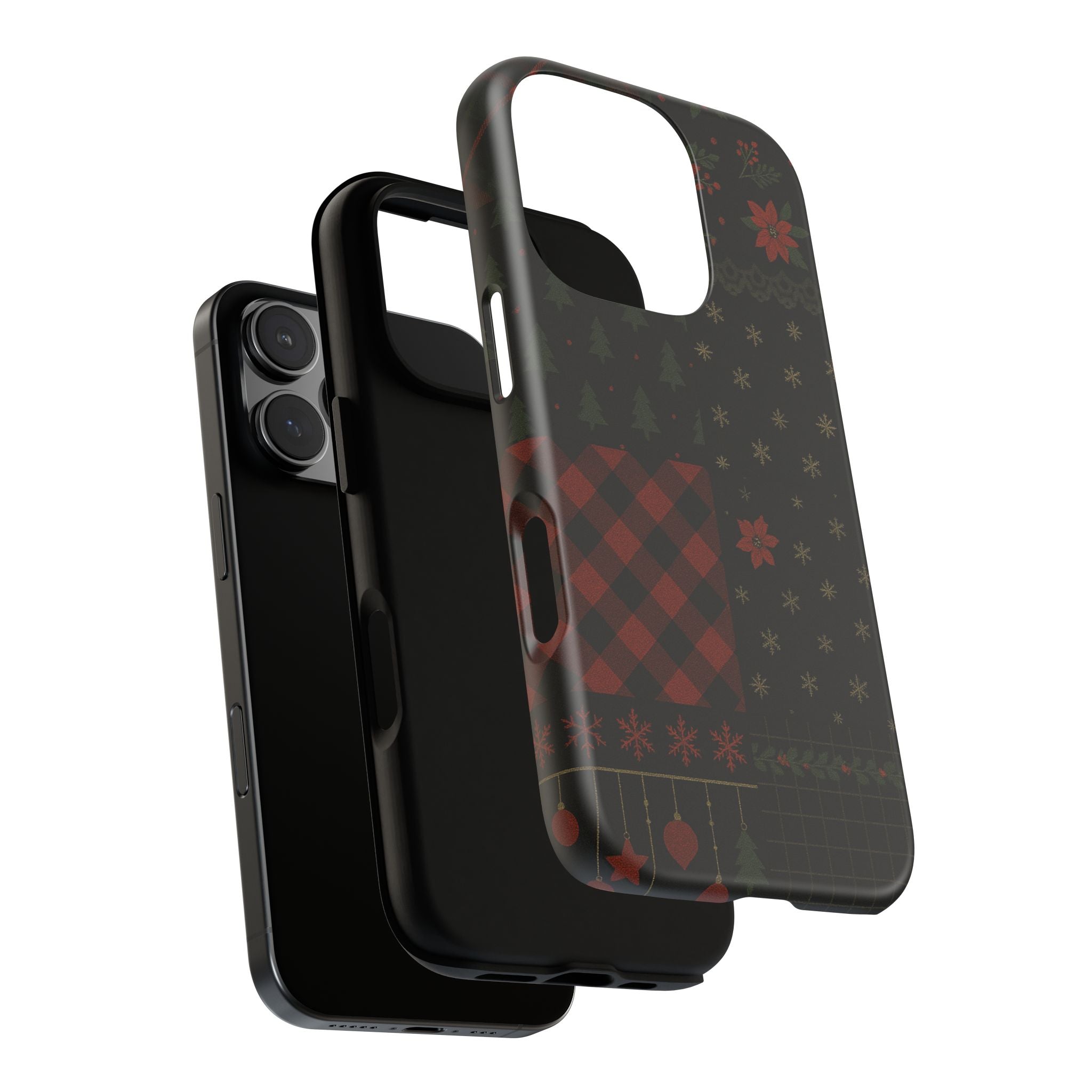 Black Festive Phone Case - Christmas Phone Cover - Tough Design