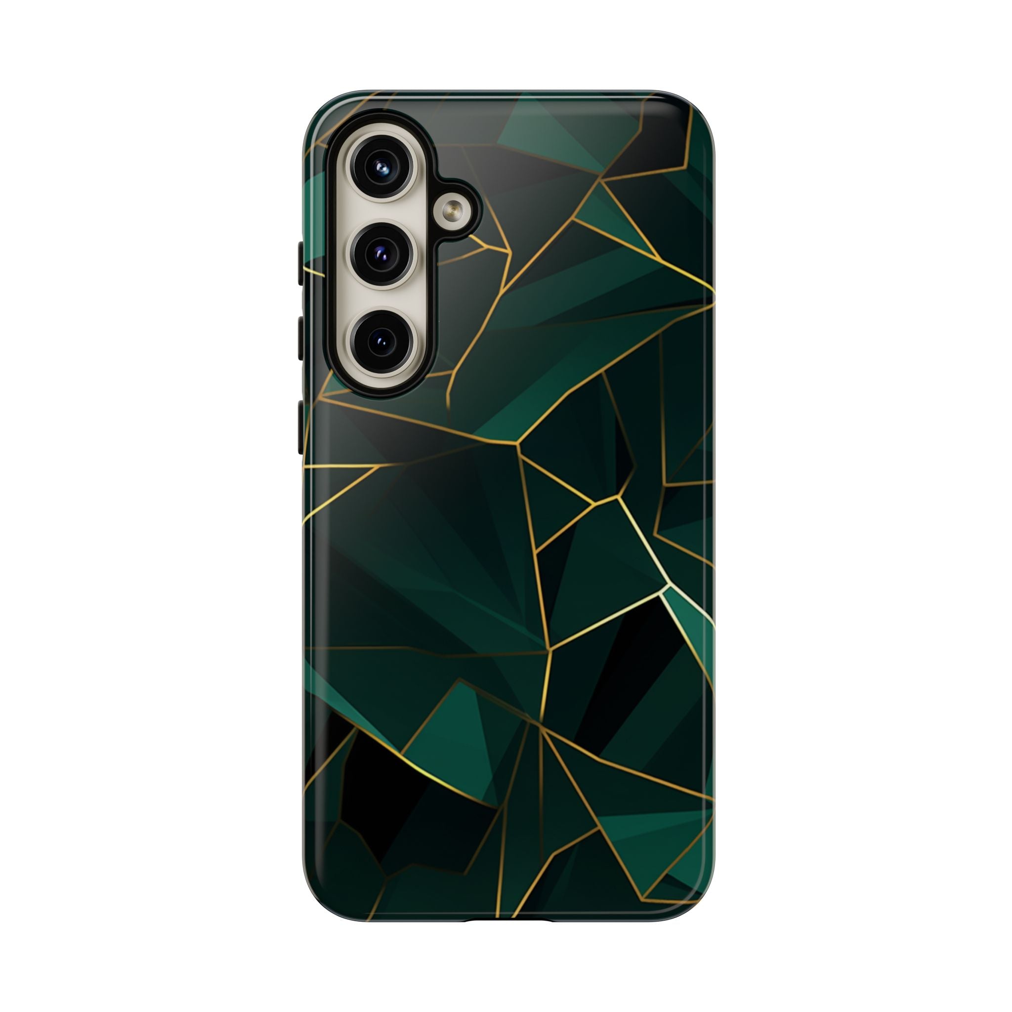 Emerald Veil - Geometric Luxe Phone Case Samsung Galaxy S24 Plus Glossy