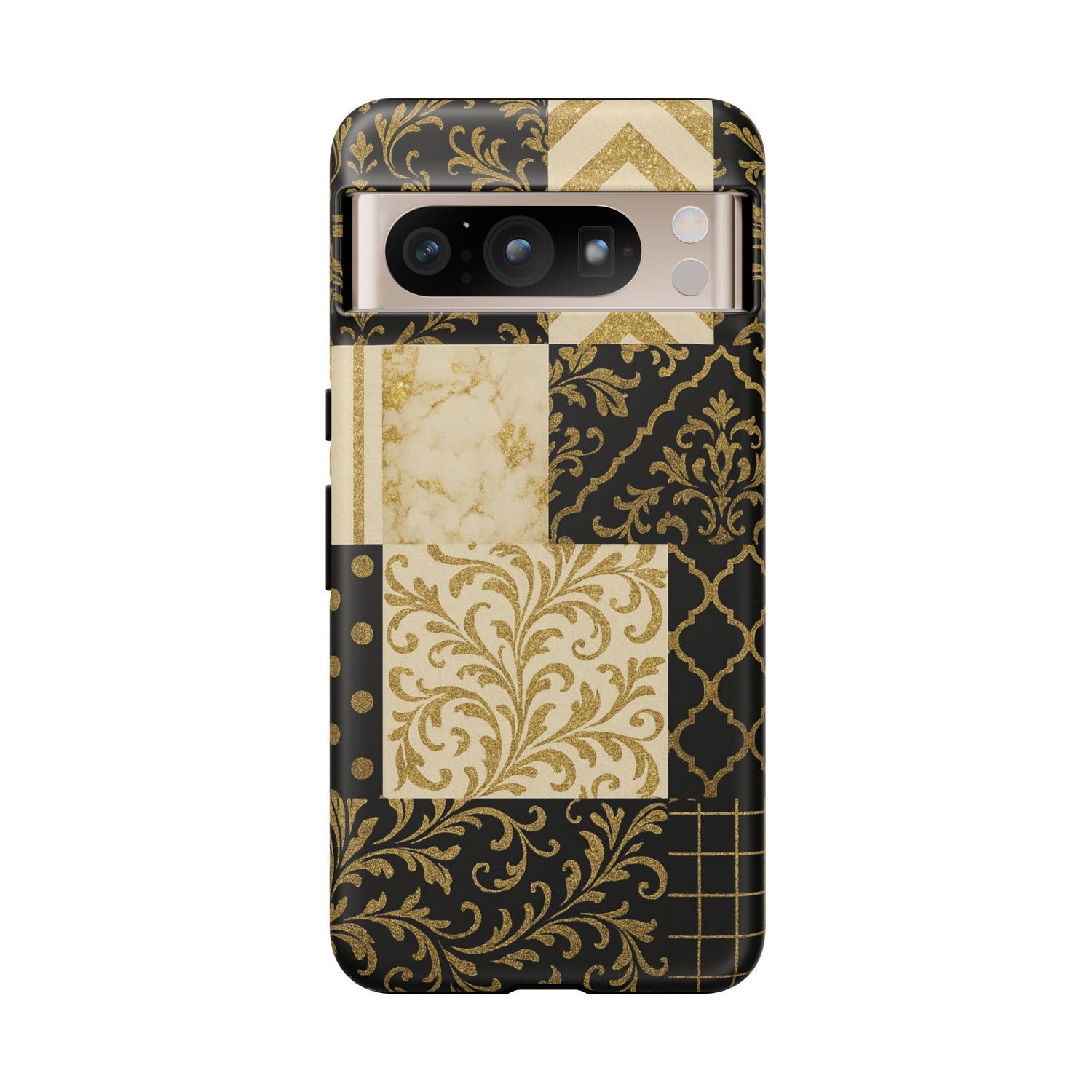 Phone Case, Luxury Black and Gold Festive Design for Christmas Gift, Holiday Decor, Tough Cases, Winter Celebration, Elegant iPhone Cover Google Pixel 8 Pro Matte
