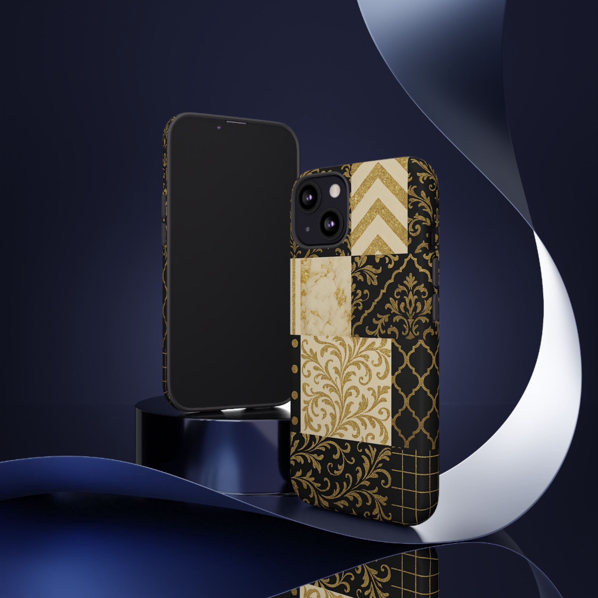Phone Case, Luxury Black and Gold Festive Design for Christmas Gift, Holiday Decor, Tough Cases, Winter Celebration, Elegant iPhone Cover