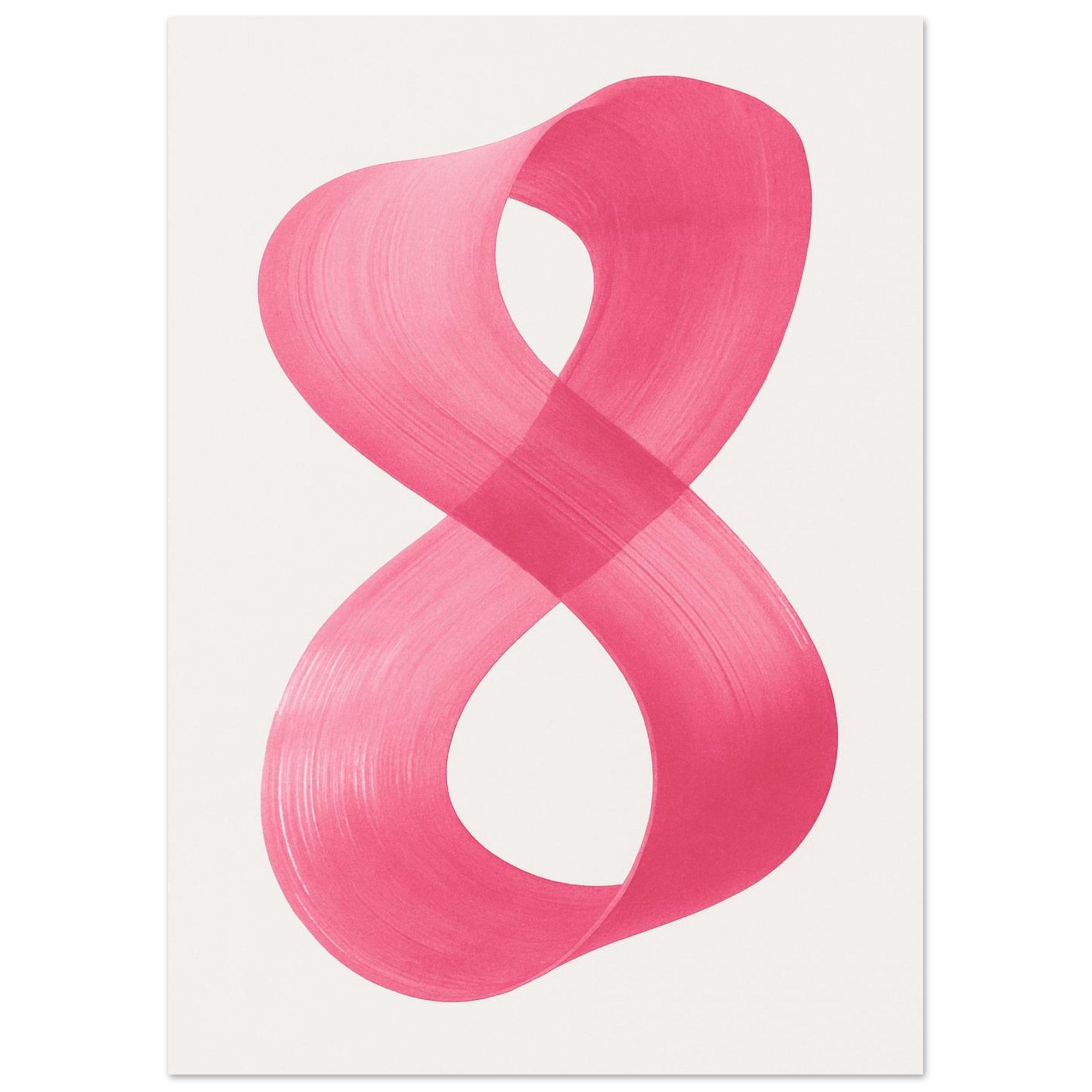 Infinity Abstract Brushstroke Art Print - Modern Minimalist Poster in Pink, Blue, Ochre, Black 50x70 cm 20x28″ Pink