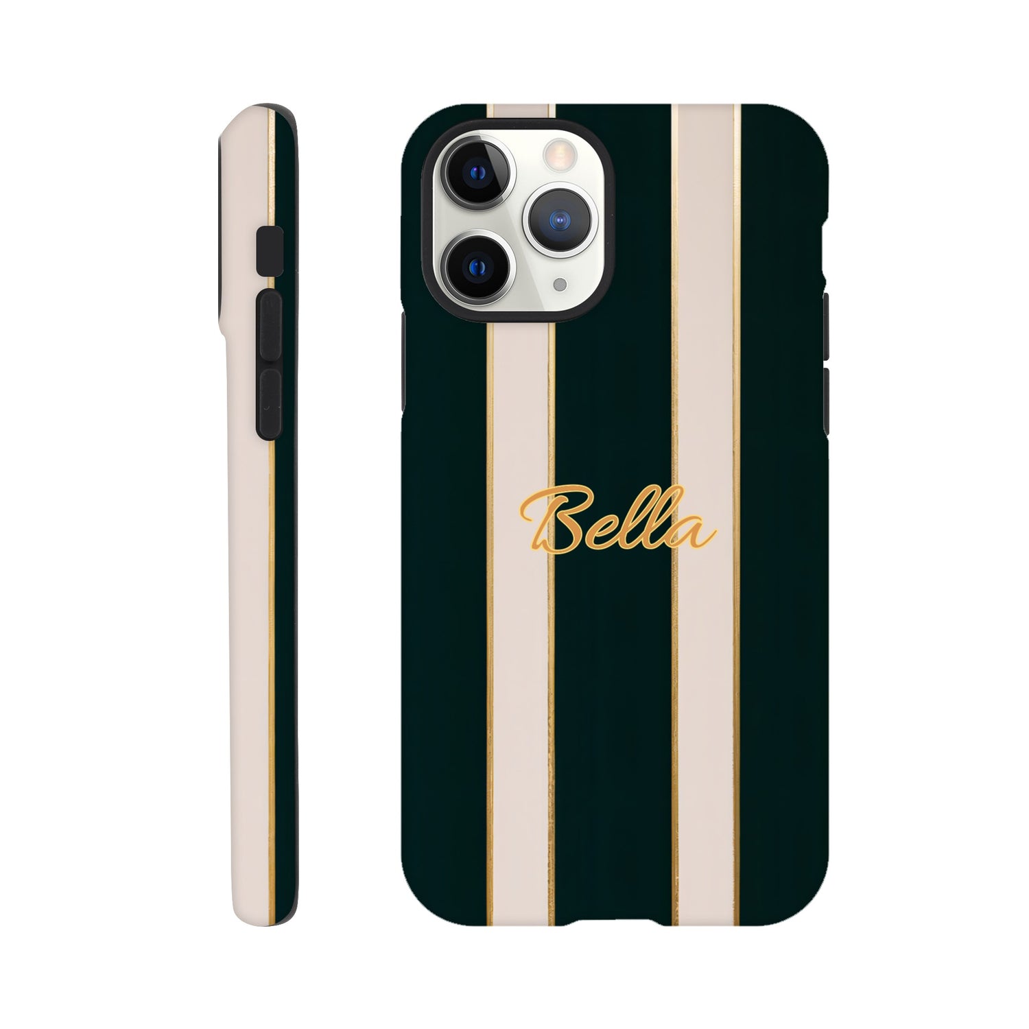 Elegant Striped Phone Case - Black & Cream Design with Gold Accents for iPhone & Samsung | Luxury Protection iPhone 11 Pro