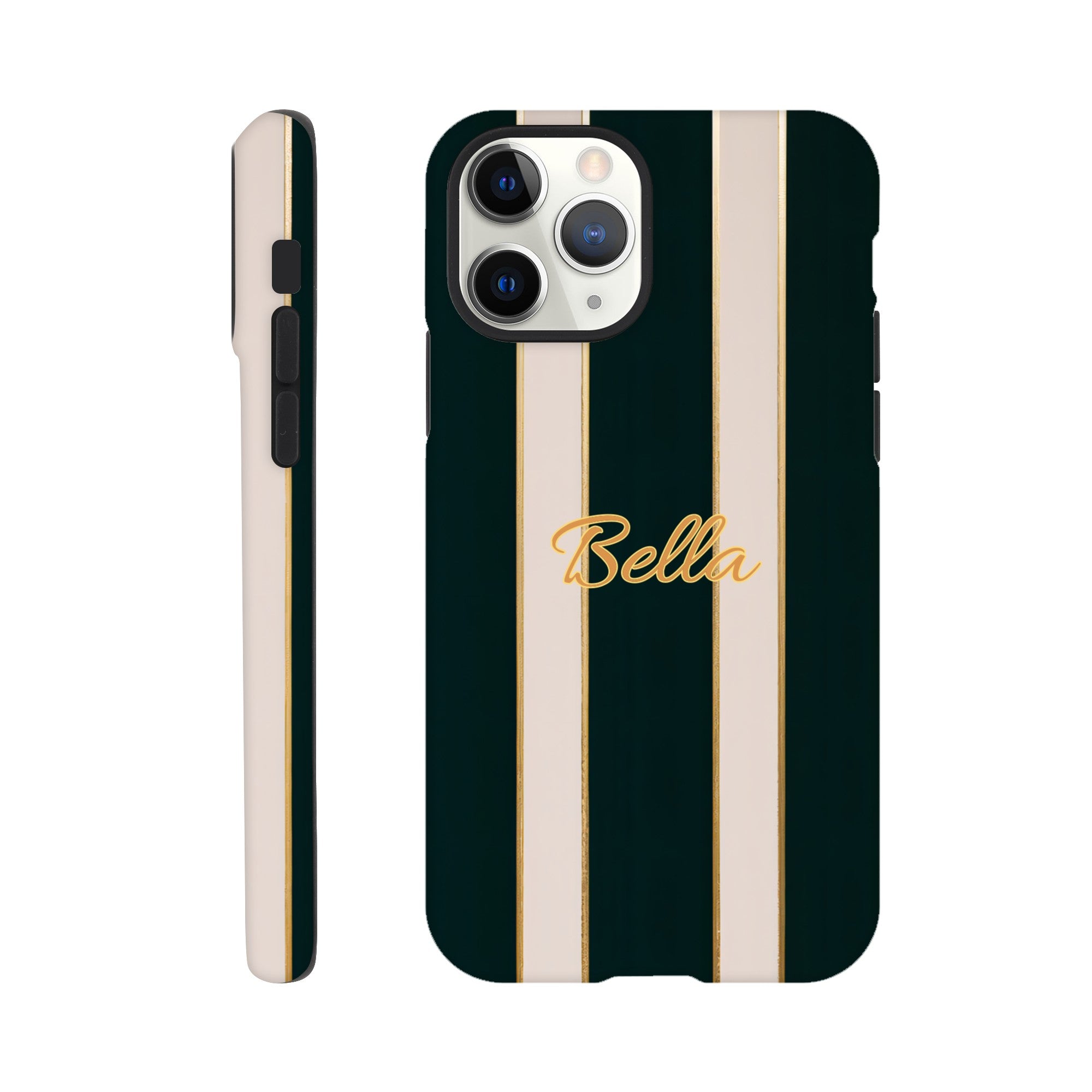 Elegant Striped Phone Case - Black & Cream Design with Gold Accents for iPhone & Samsung | Luxury Protection iPhone 11 Pro