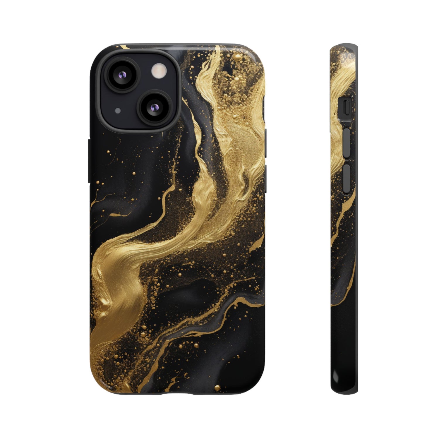 Golden Flow - Black & Gold Marble Luxe Phone Case iPhone 13 Mini Glossy