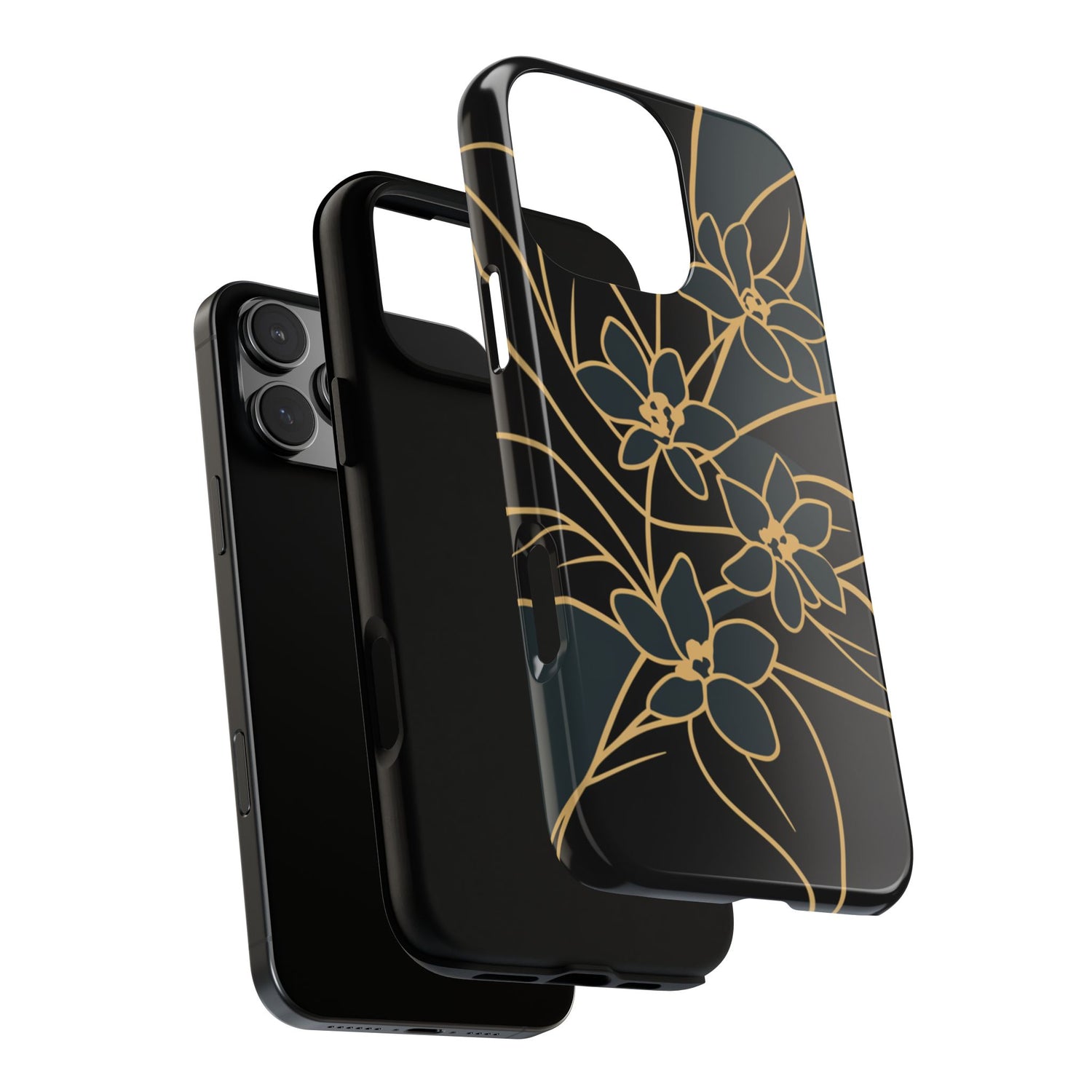 Golden Bloom - Elegant Floral Line Art Phone Case