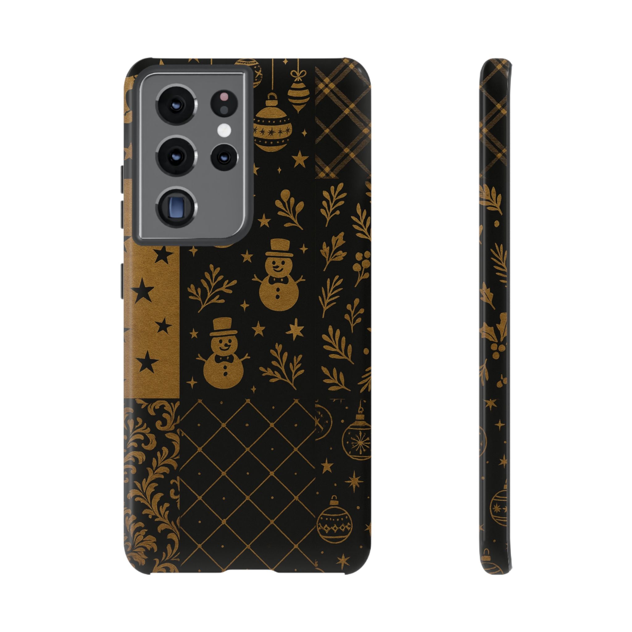 Black Festive Phone Case | Christmas Gift | Holiday Decor | Snowman Design | Tough Cases | Winter Celebration Samsung Galaxy S21 Ultra Glossy