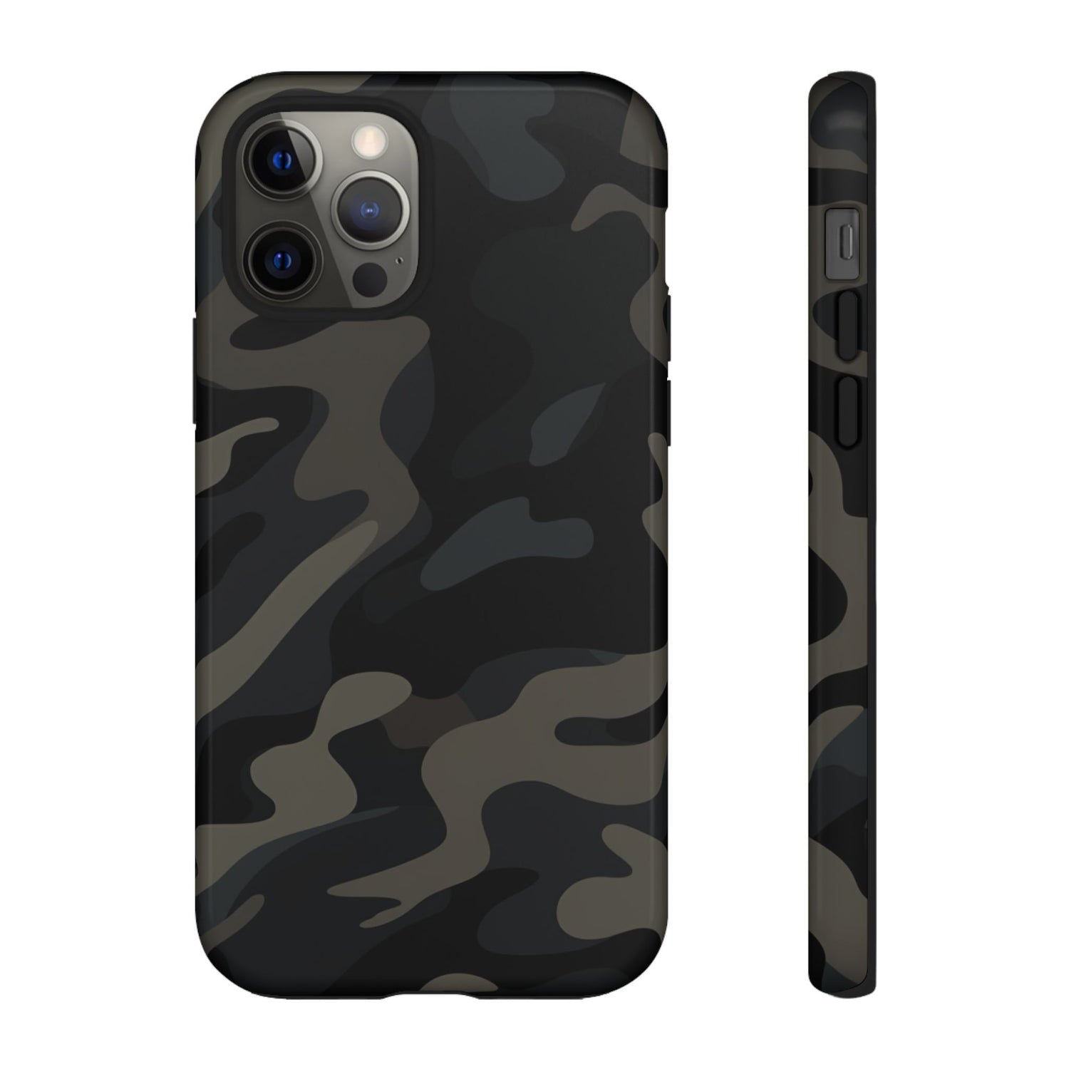Black Camouflage Phone Case for iPhone, Samsung and Google Pixel iPhone 12 Pro Glossy