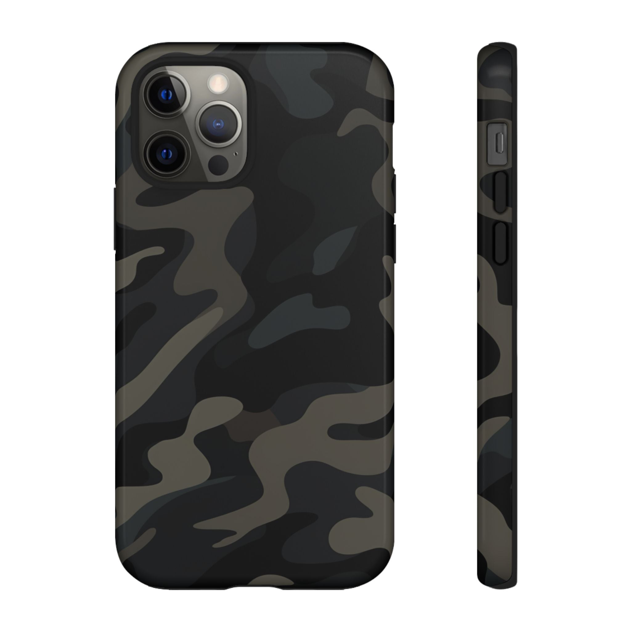 Black Camouflage Phone Case for iPhone, Samsung and Google Pixel iPhone 12 Pro Glossy