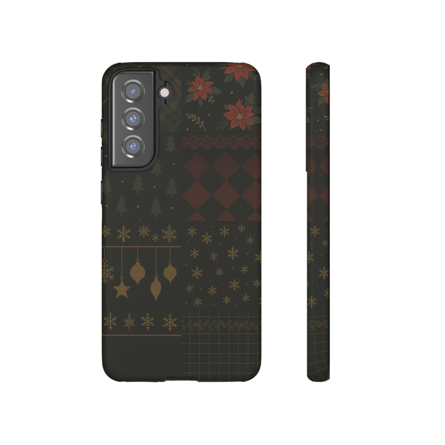 Black Luxury Phone Case for Christmas Festive Season - Tough design Samsung Galaxy S21 FE Matte
