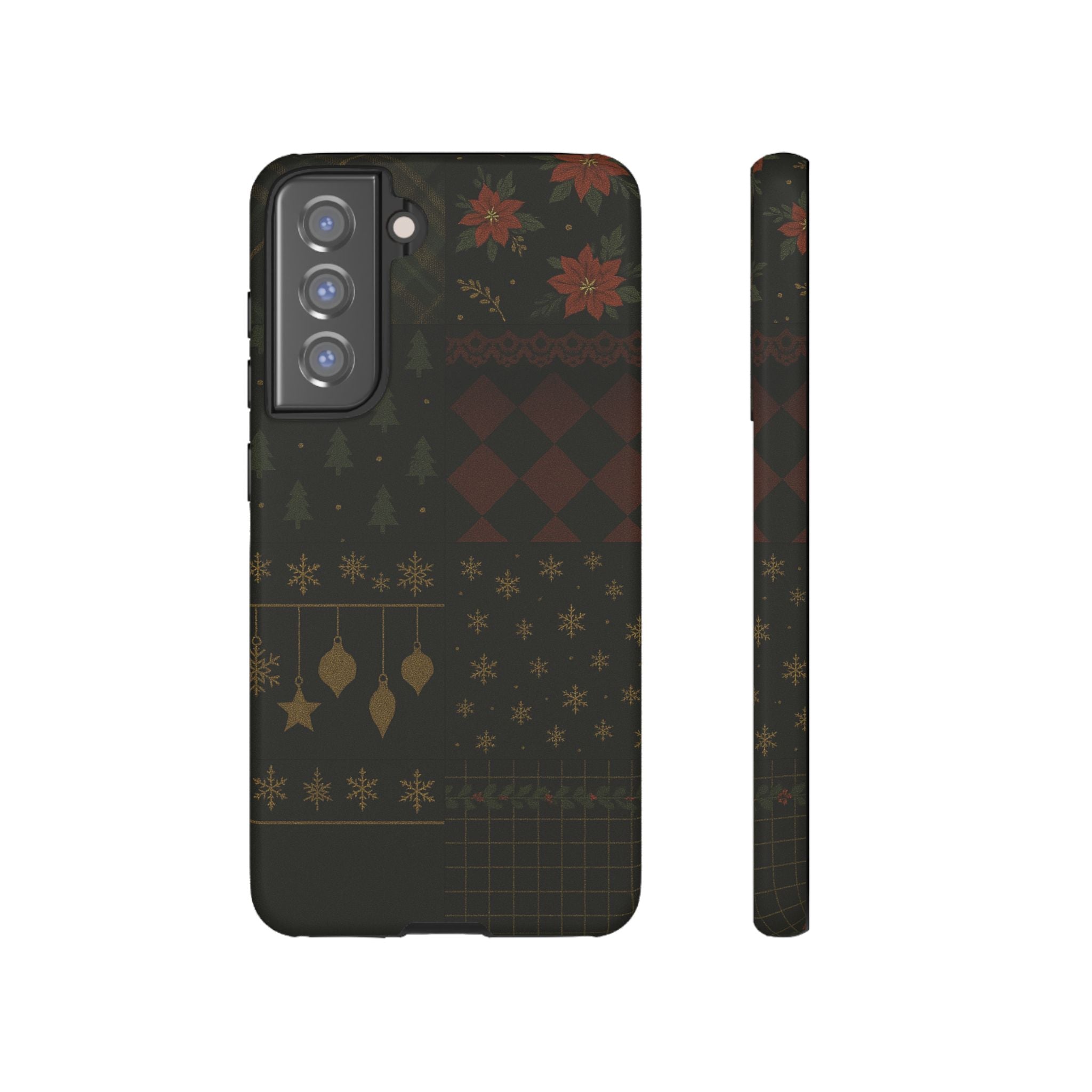 Black Luxury Phone Case for Christmas Festive Season - Tough design Samsung Galaxy S21 FE Matte