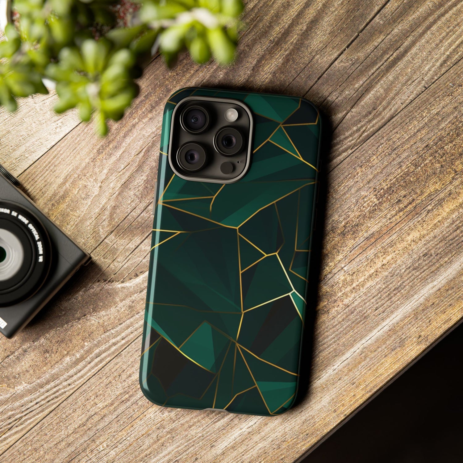 Emerald Veil - Geometric Luxe Phone Case