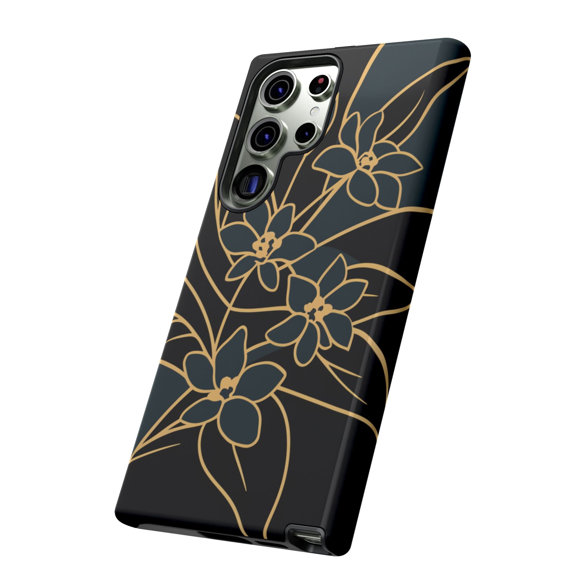 Golden Bloom - Elegant Floral Line Art Phone Case