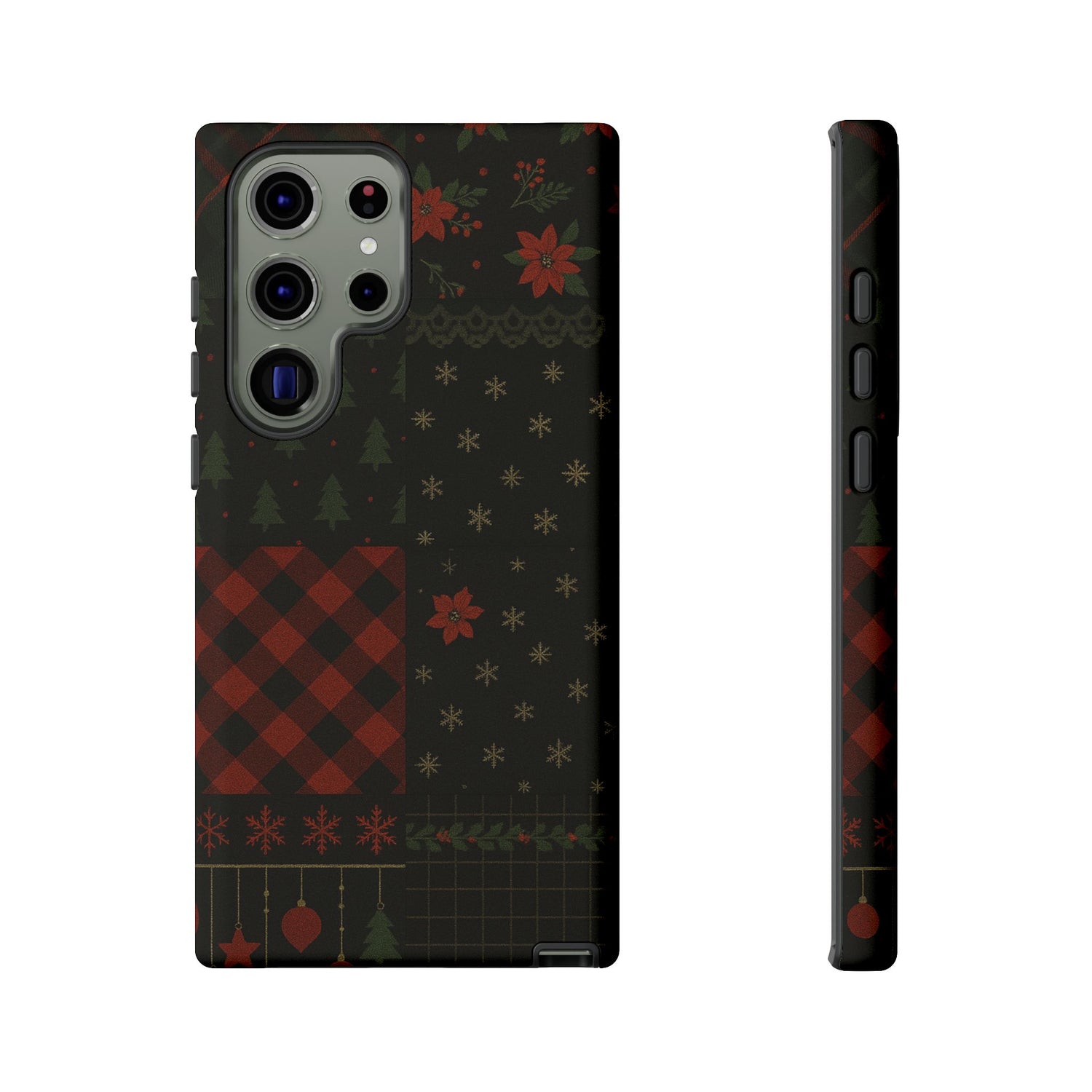 Black Festive Phone Case - Christmas Phone Cover - Tough Design Samsung Galaxy S23 Ultra Matte