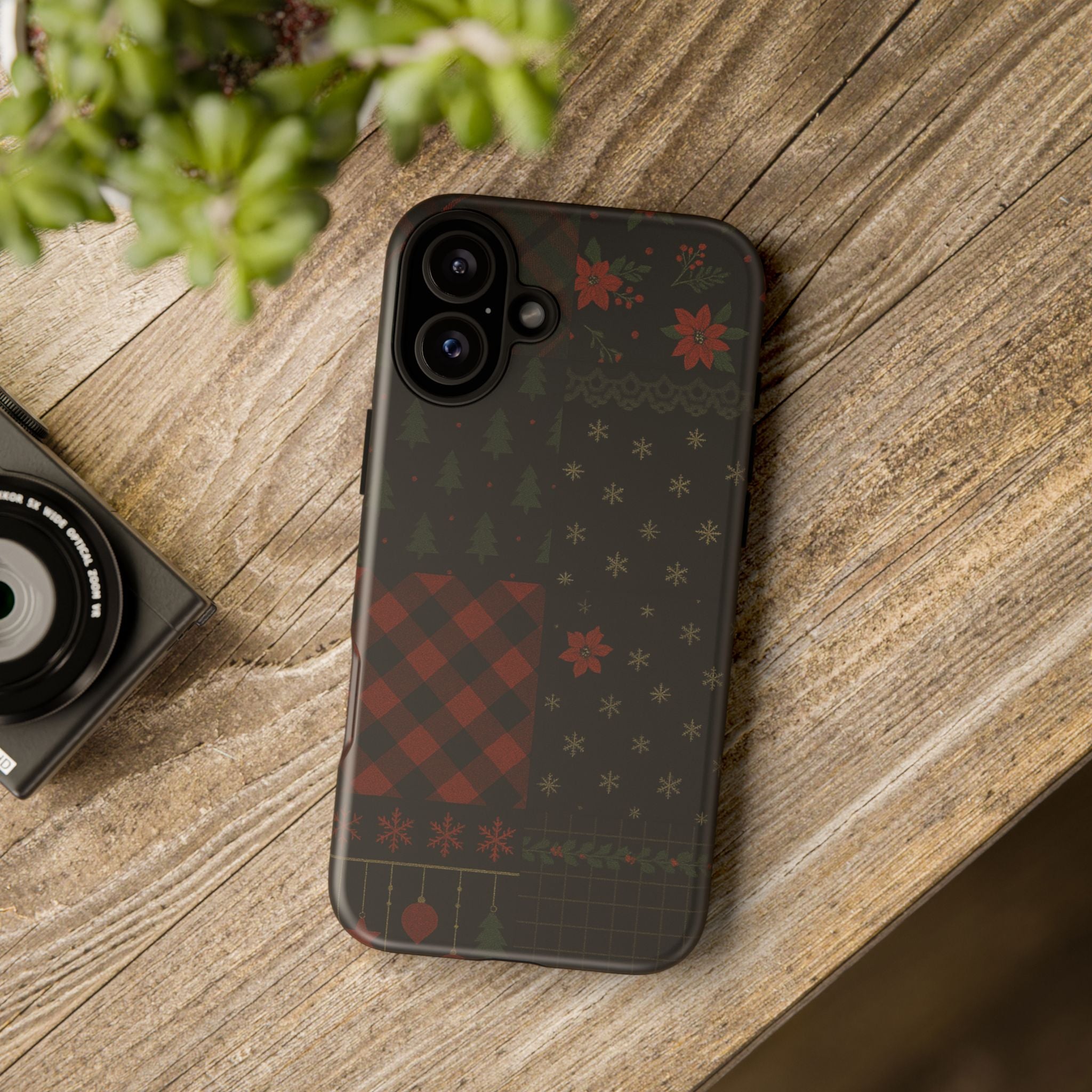 Black Festive Phone Case - Christmas Phone Cover - Tough Design
