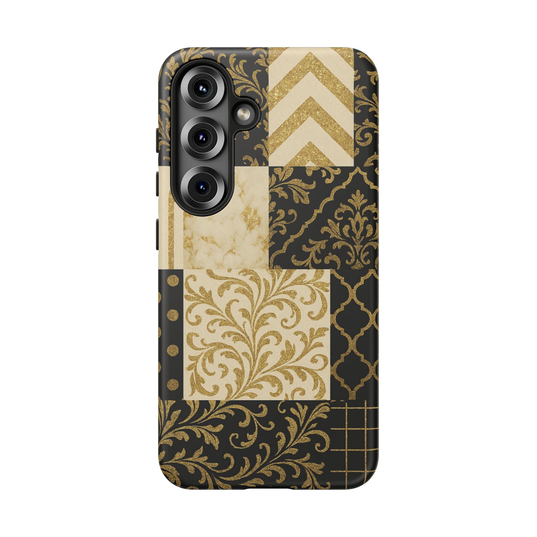 Phone Case, Luxury Black and Gold Festive Design for Christmas Gift, Holiday Decor, Tough Cases, Winter Celebration, Elegant iPhone Cover Samsung Galaxy S25 Matte