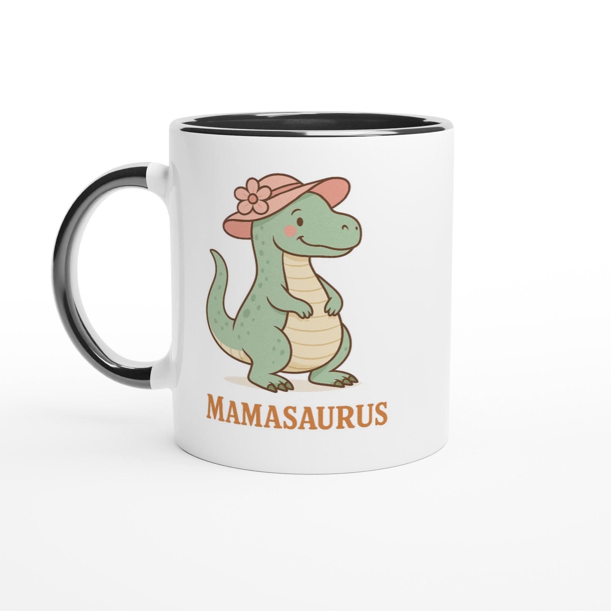 Mamasaurus Mug - Cute Dinosaur Coffee Cup - Perfect Gift for Moms Ceramic Black